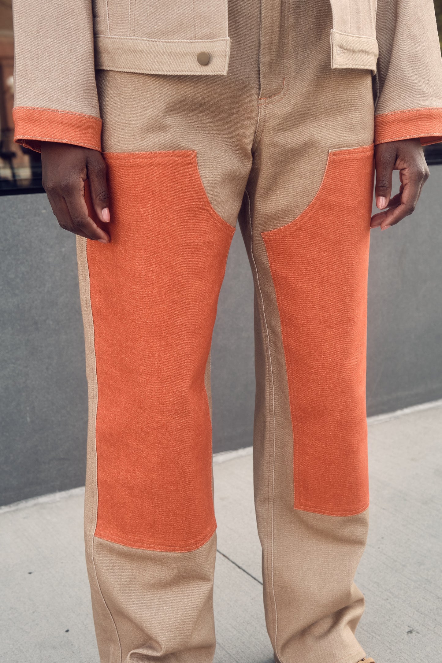 Tan and Orange Men's Worker Pant