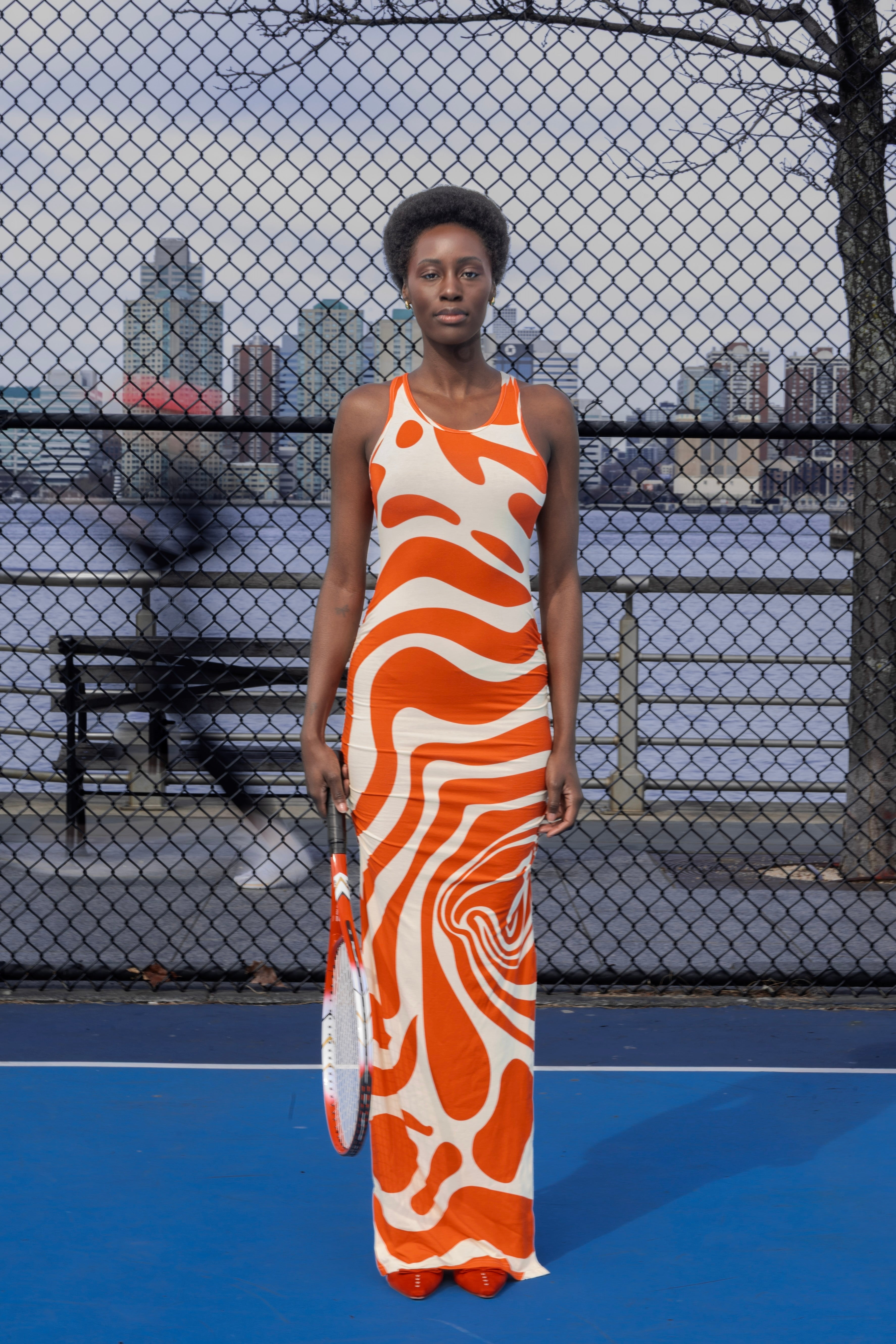 orange racerback dress Abstract Every Orange Design Women's Racerback Dress