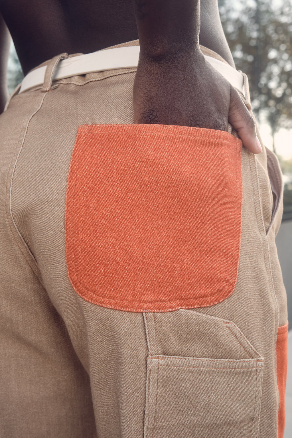 Tan and Orange Men's Worker Pant