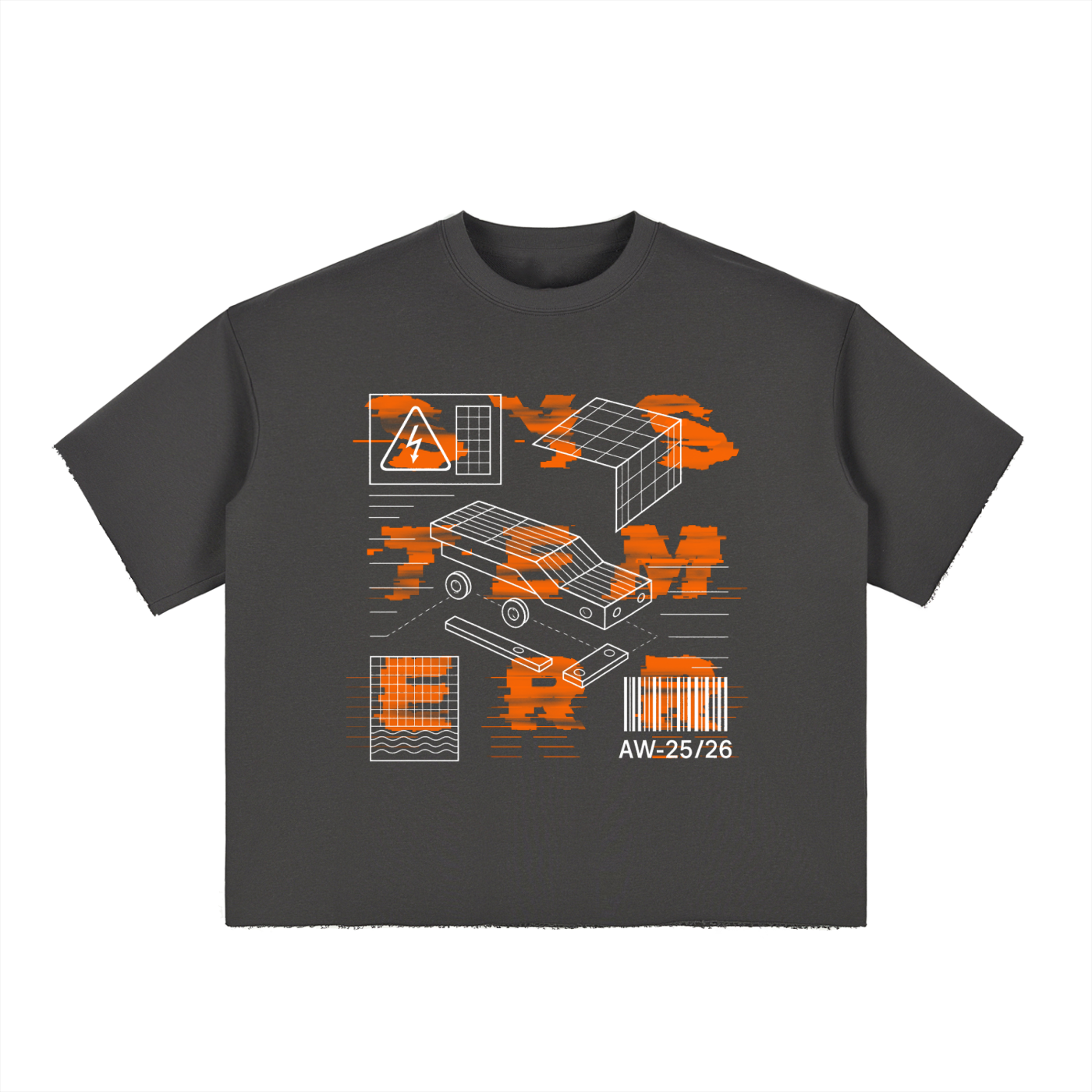 Boxy Raw-Edge System Error T-Shirt