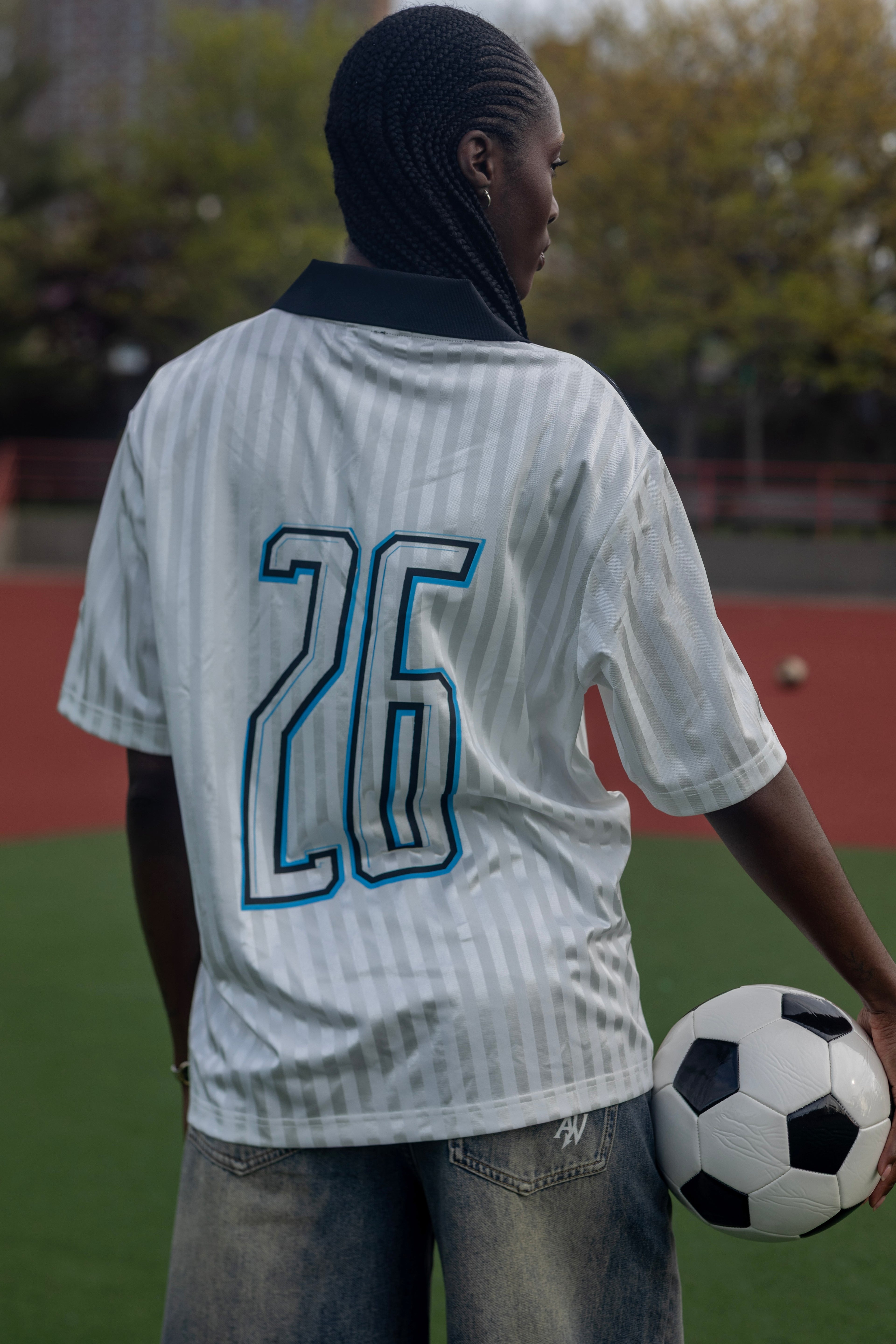 Contrast Collar Striped Soccer Jersey