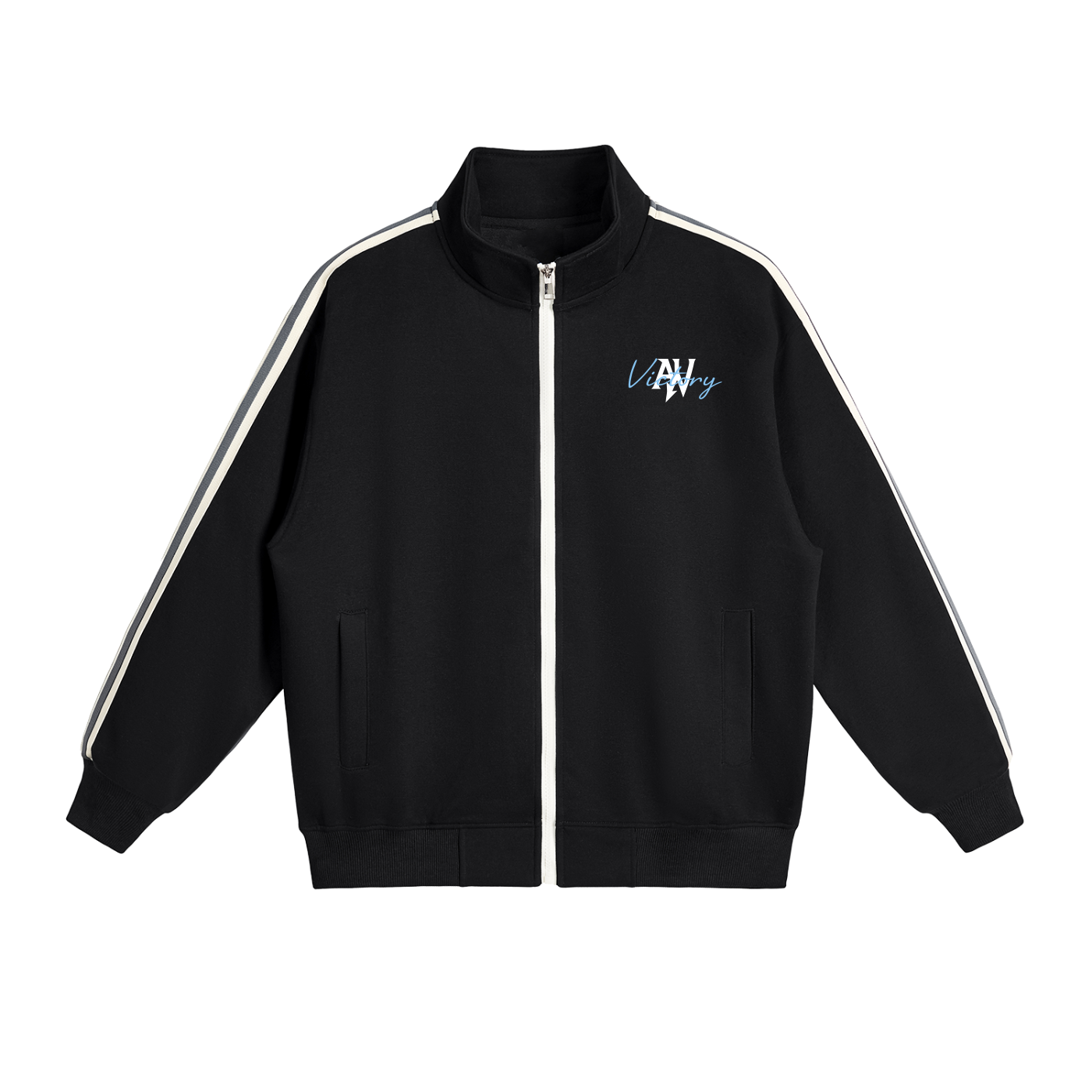 Contrast Side-Stripe Stand Collar  Jacket