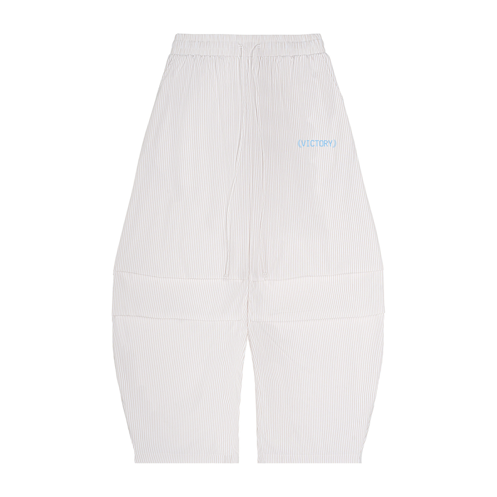 Vertical Stripe Drawstring Barrel Pants