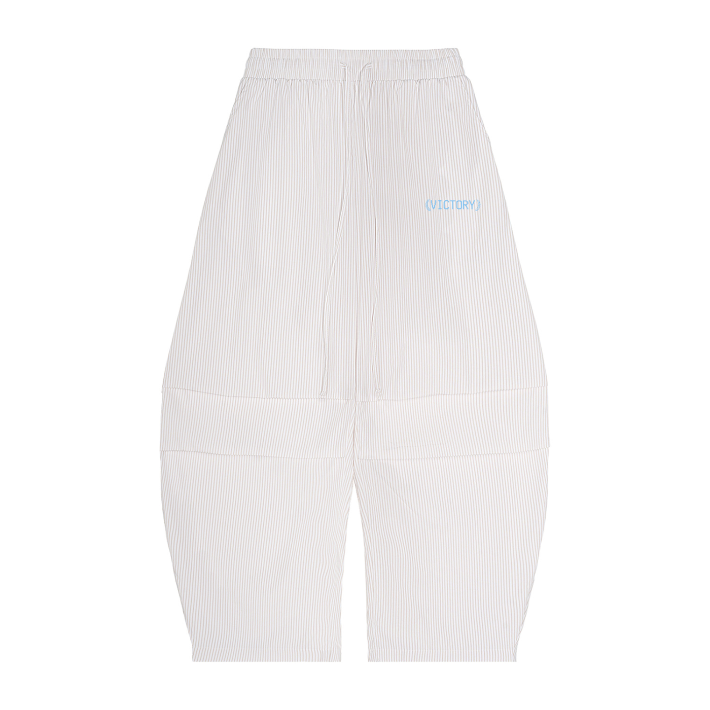 Vertical Stripe Drawstring Barrel Pants