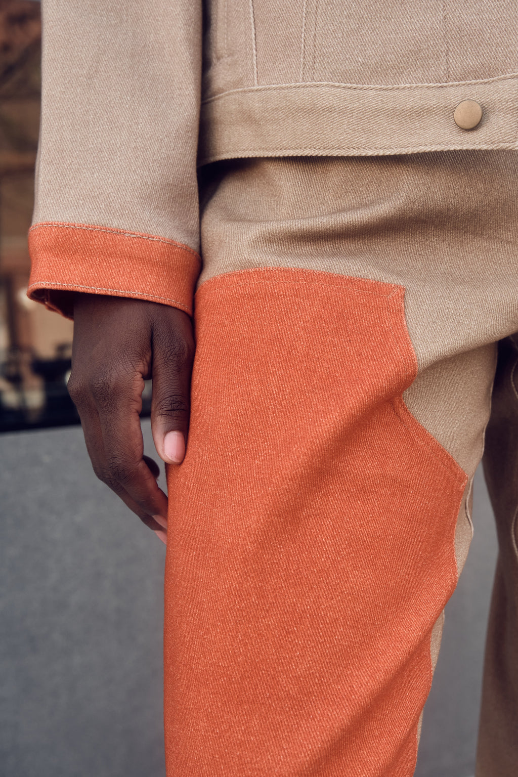 Tan and Orange Men's Worker Pant