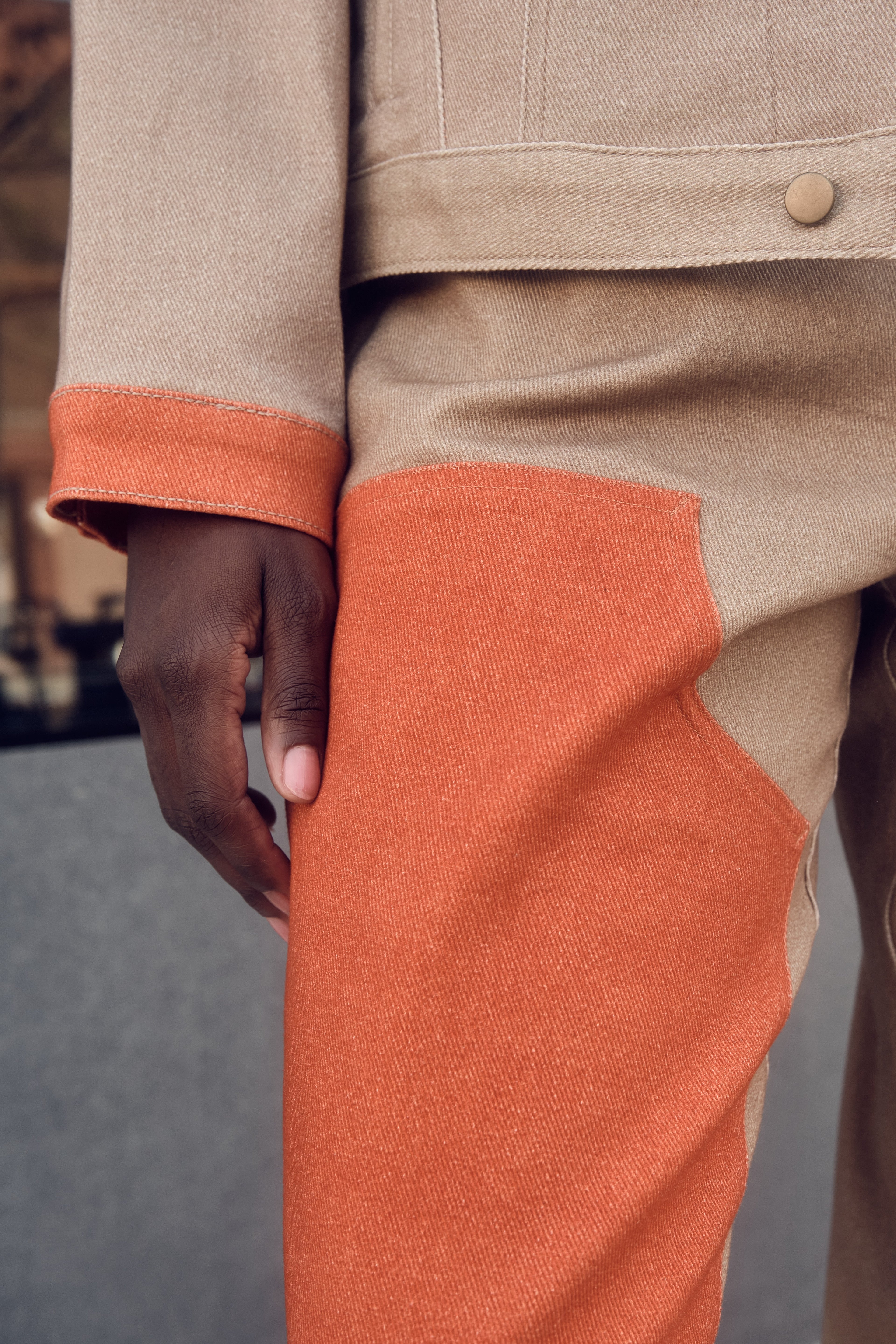 Tan and Orange Men's Worker Pant