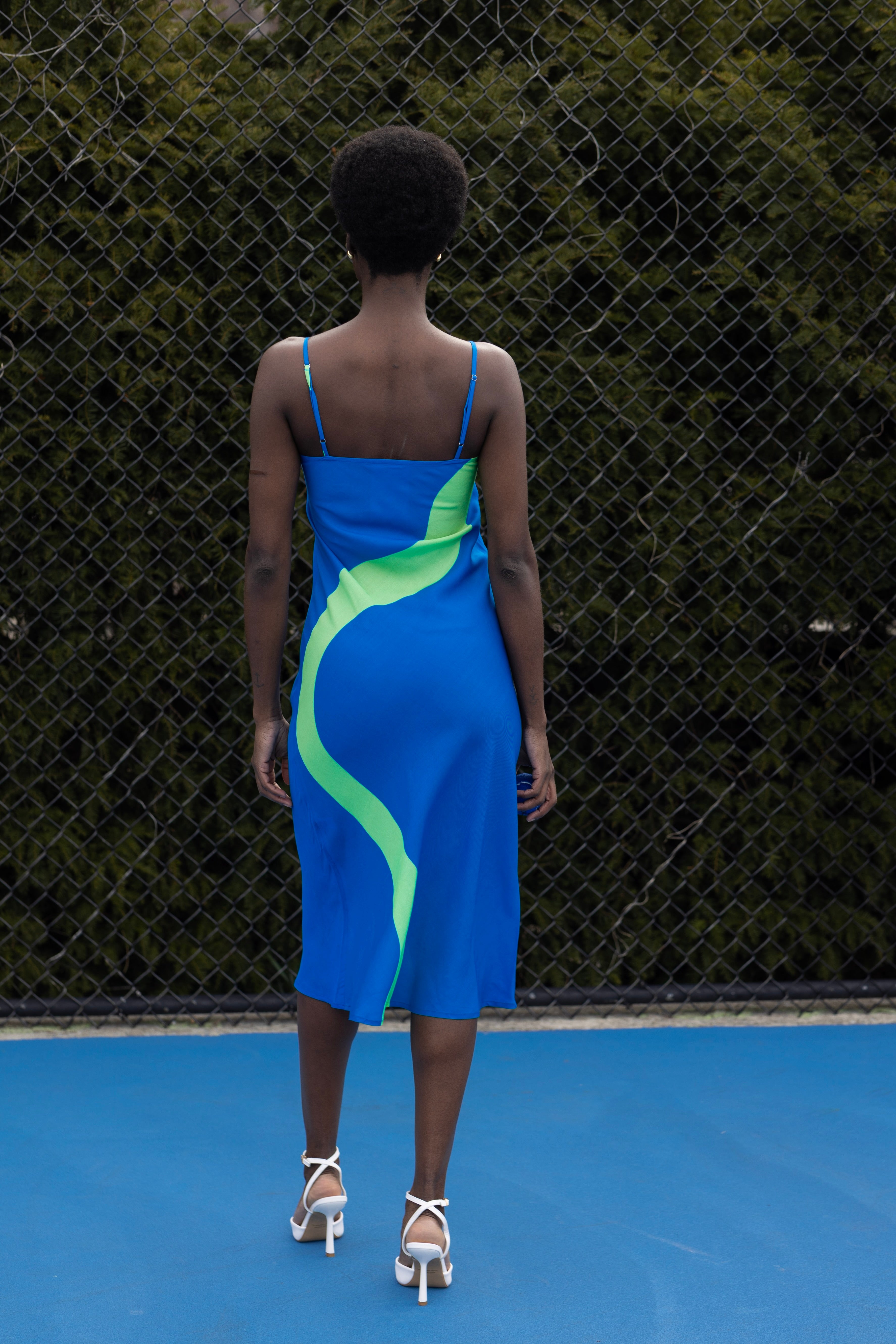 Blue And Green Snake Slip Dress