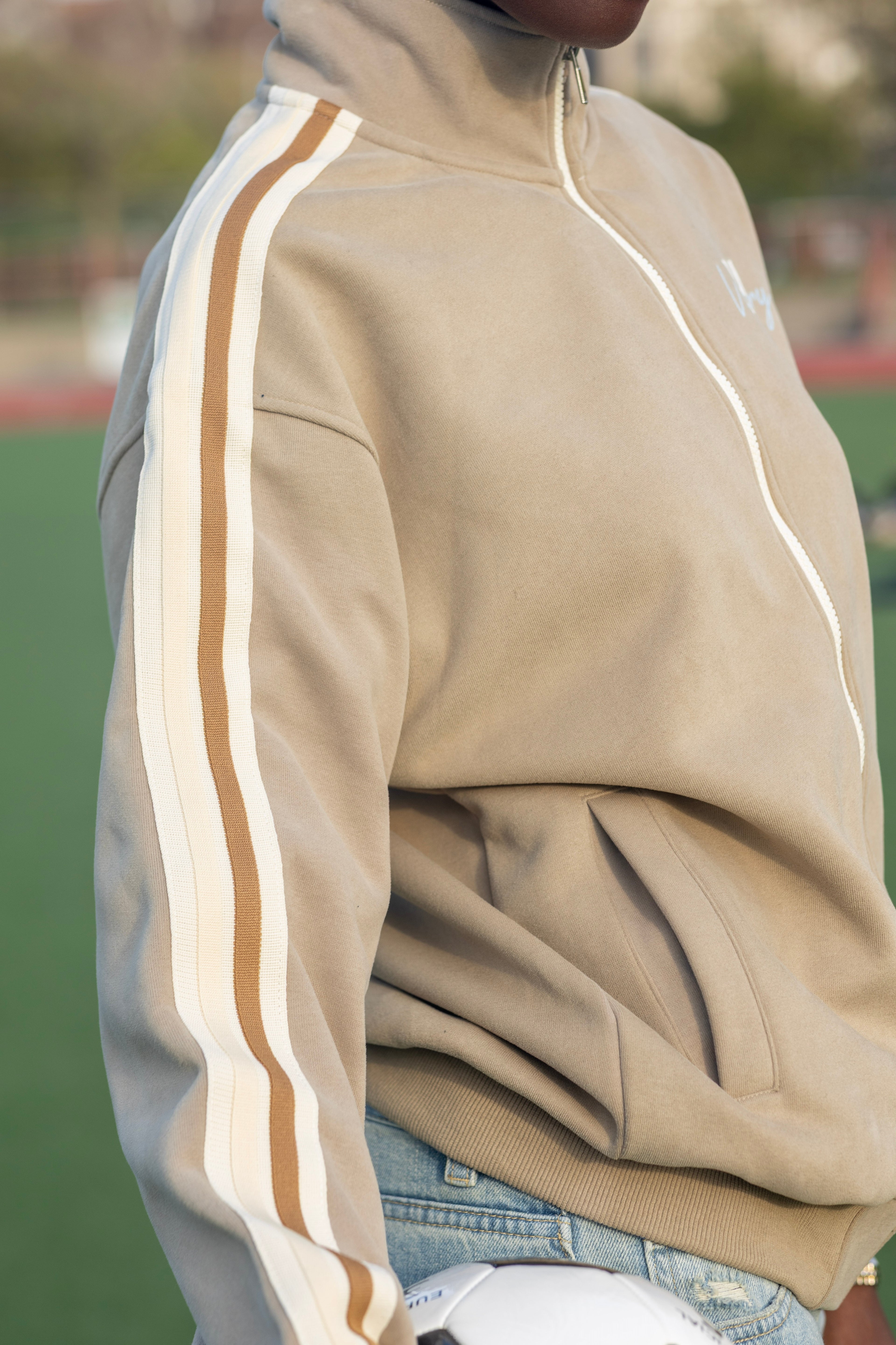 Contrast Side-Stripe Stand Collar  Jacket