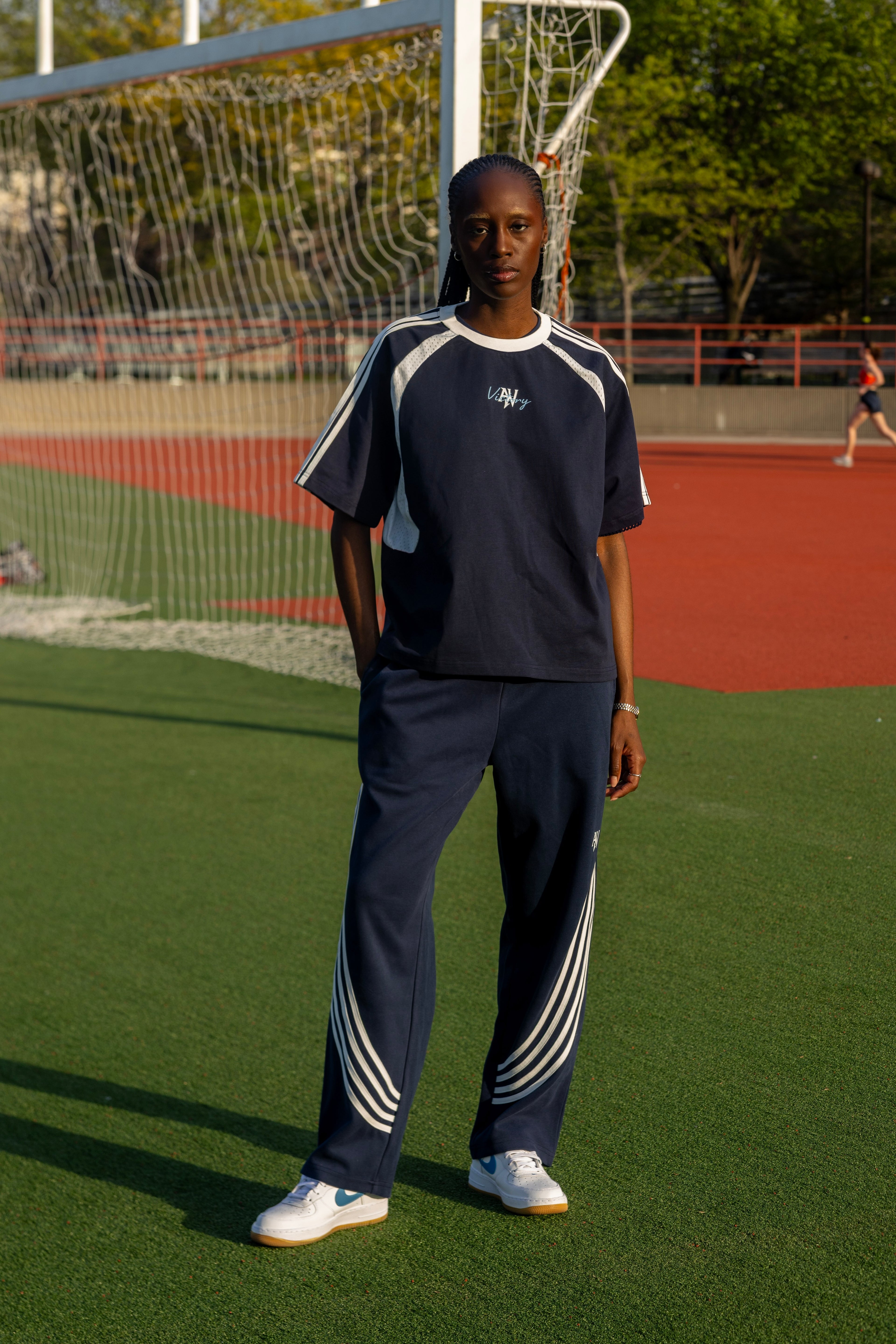 Curved Stripe Straight Sweatpants
