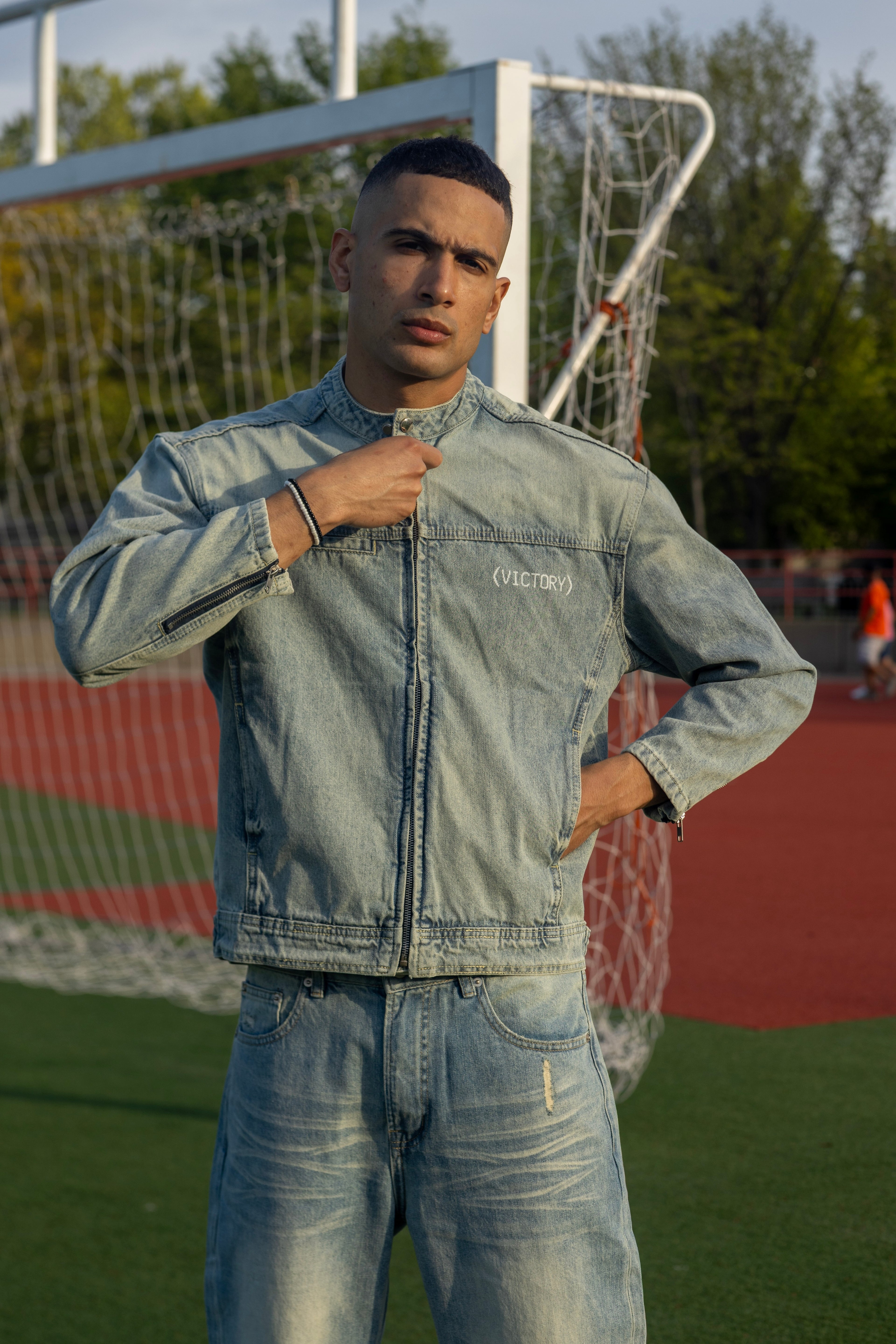 Vintage Wash Zip Denim Jacket