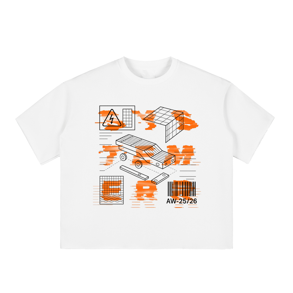 Boxy Raw-Edge System Error T-Shirt