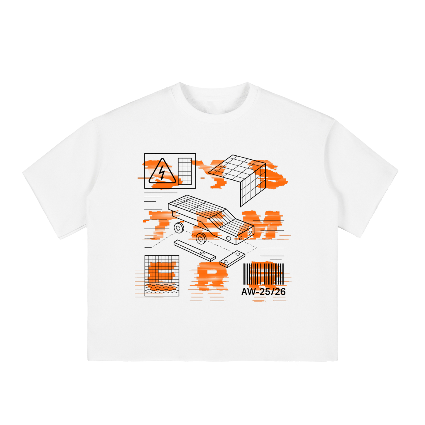 Boxy Raw-Edge System Error T-Shirt