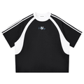 Contrast Stripes Panel Mesh T-shirt