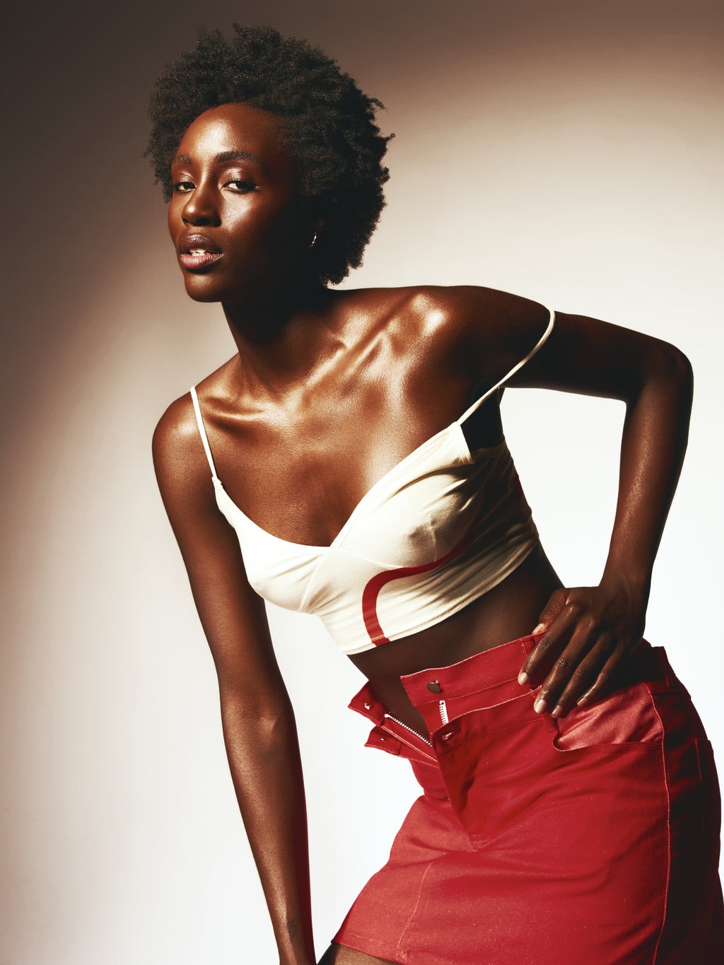 Tan And Hibiscus Snake Bralette