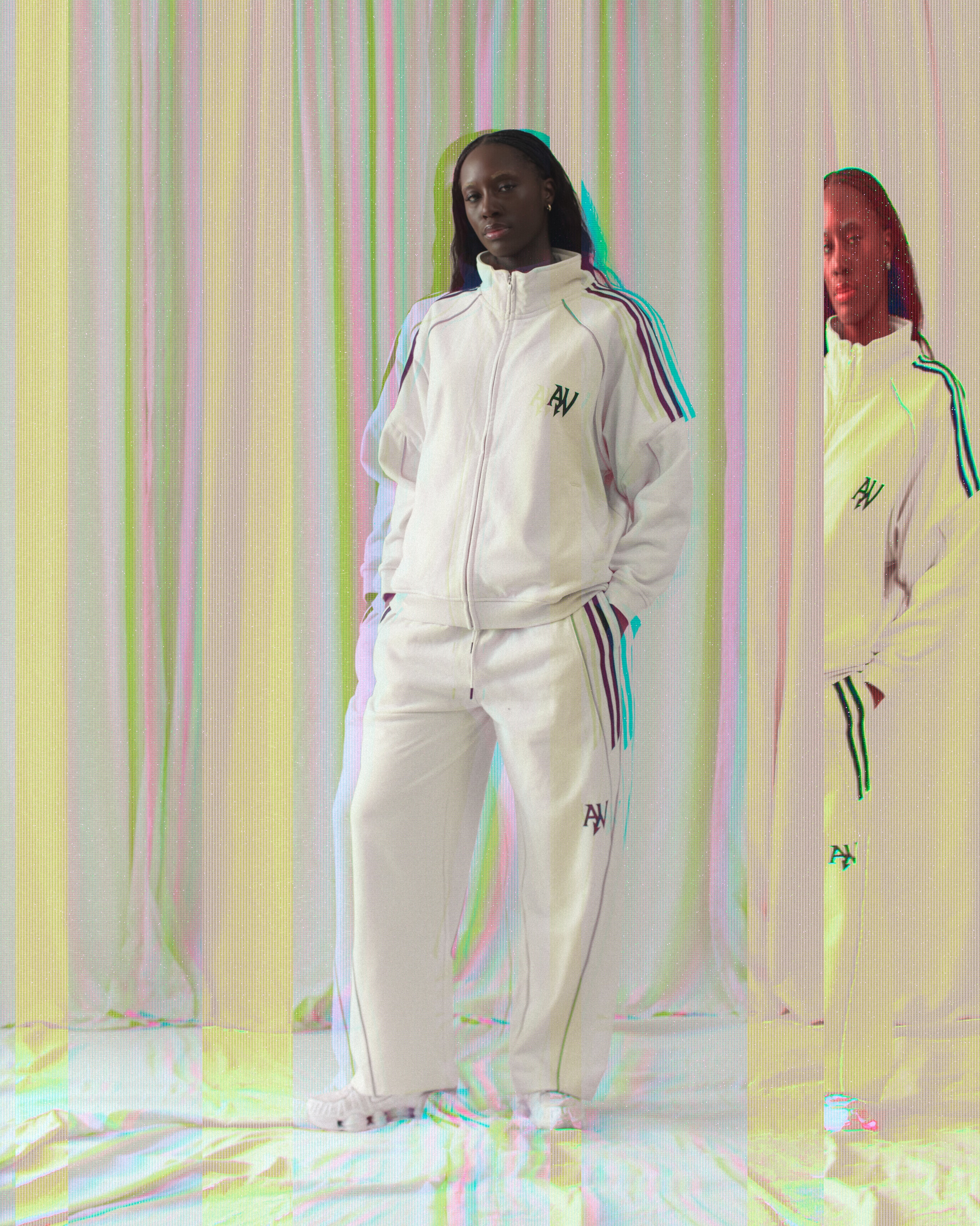 Reflection Striped Raglan Sleeve  Jacket