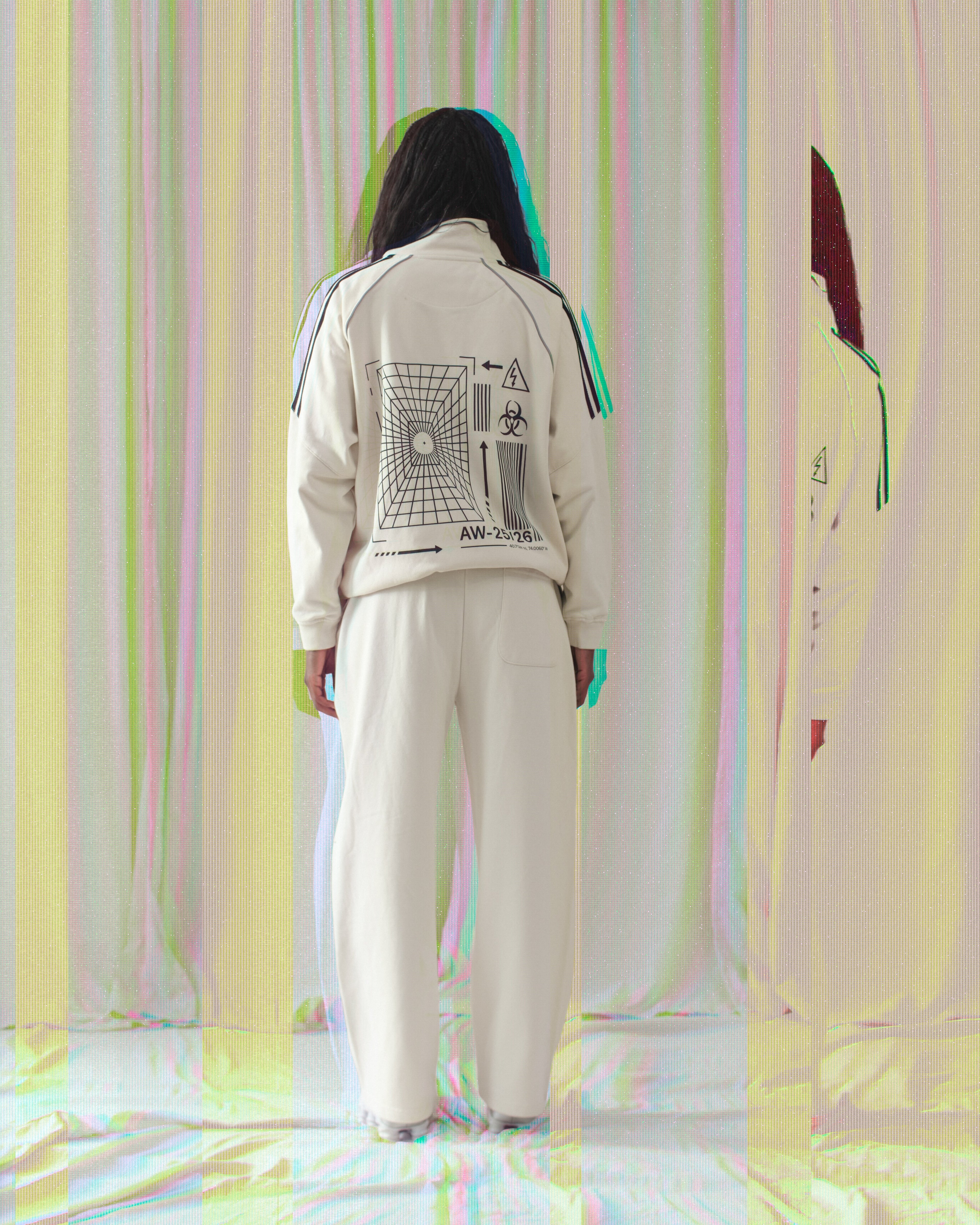 Reflection Striped Raglan Sleeve  Jacket