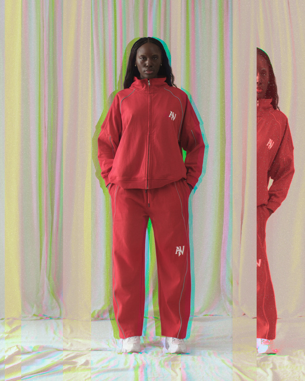 Reflection Striped Raglan Sleeve  Jacket