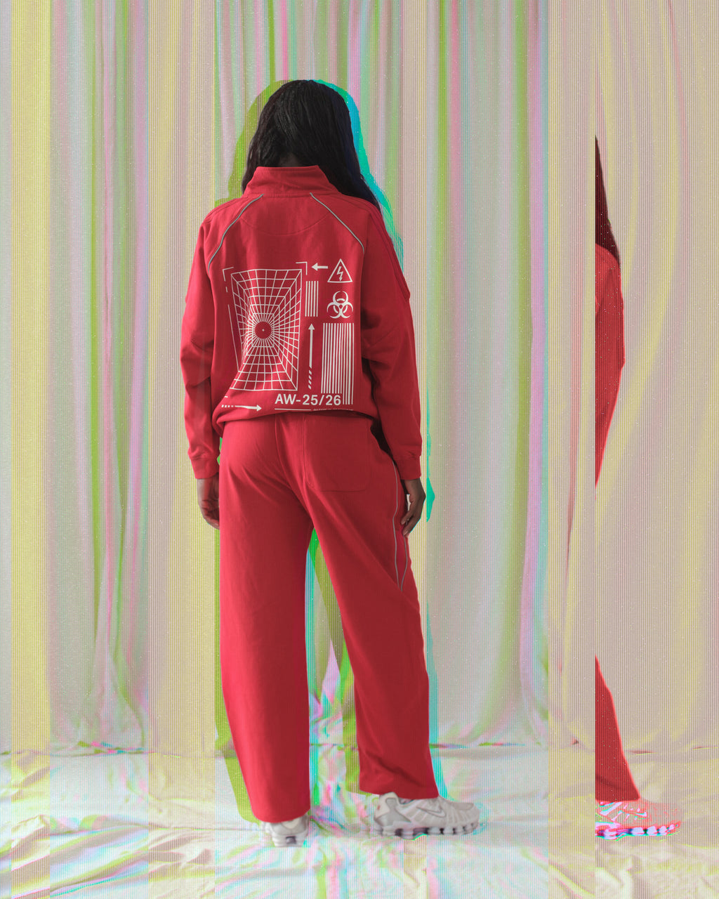 Reflection Striped Raglan Sleeve  Jacket