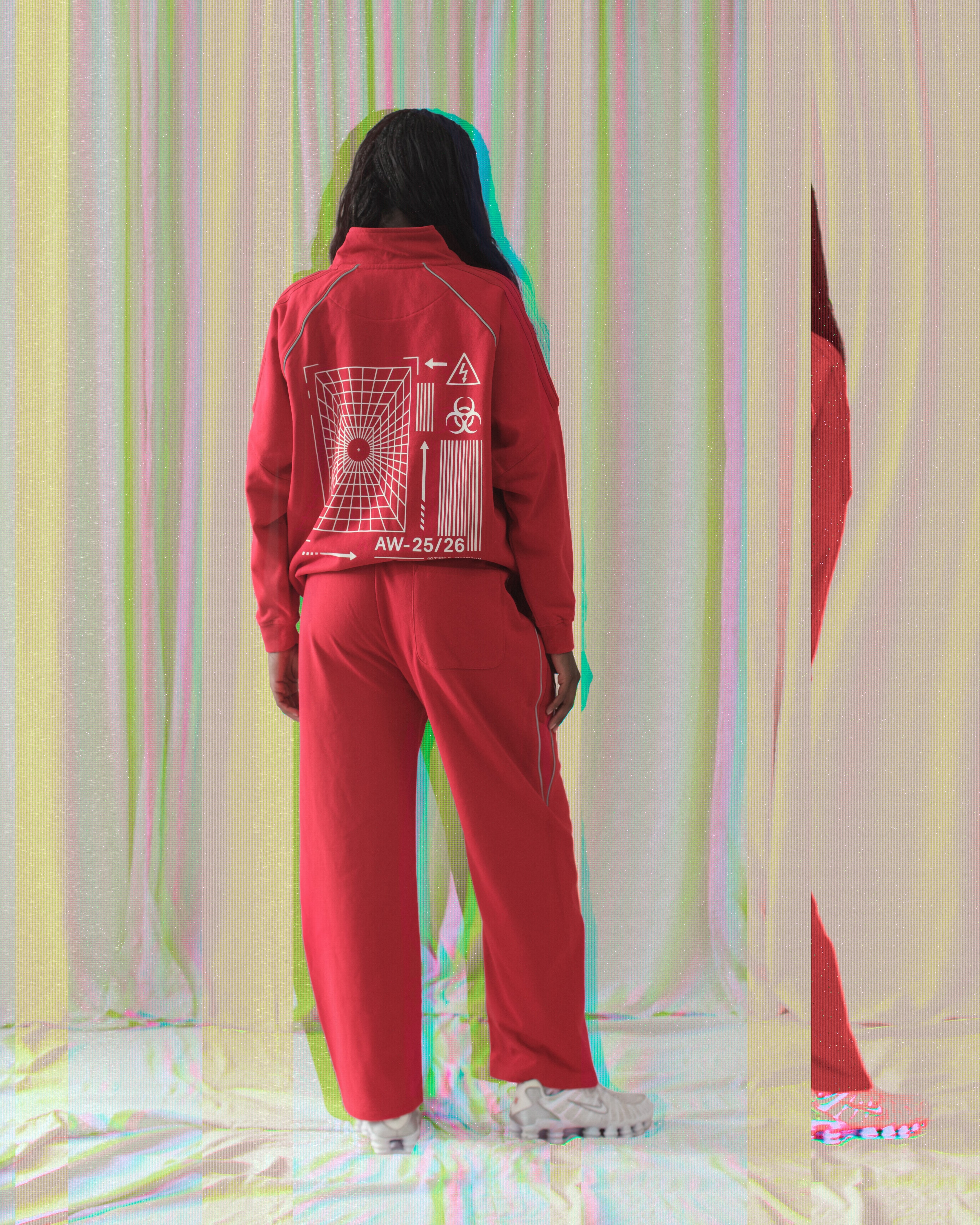 Reflection Striped Raglan Sleeve  Jacket