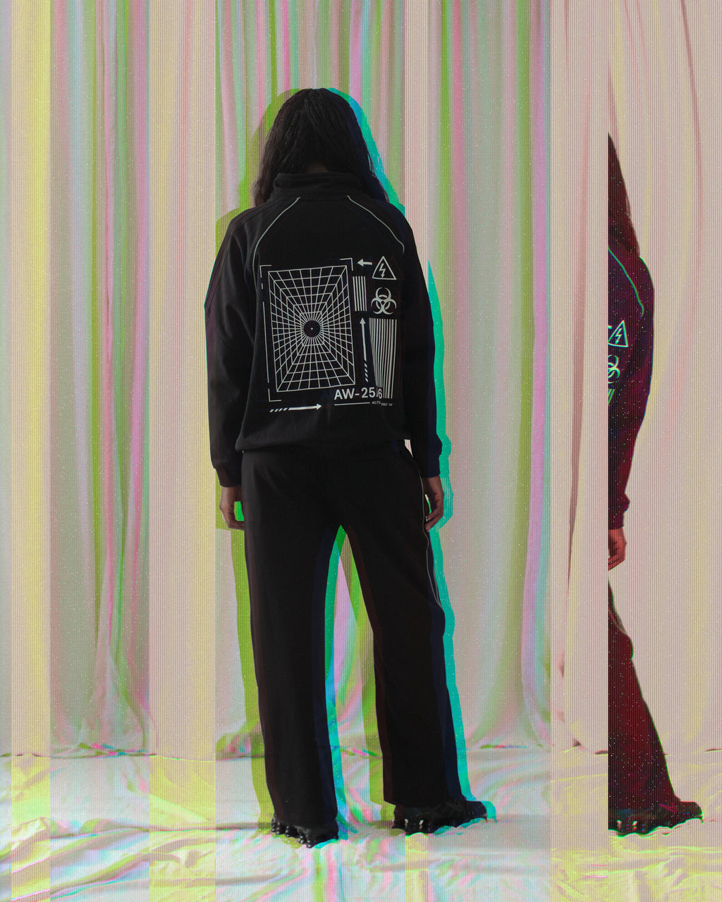 Reflection Striped Raglan Sleeve  Jacket