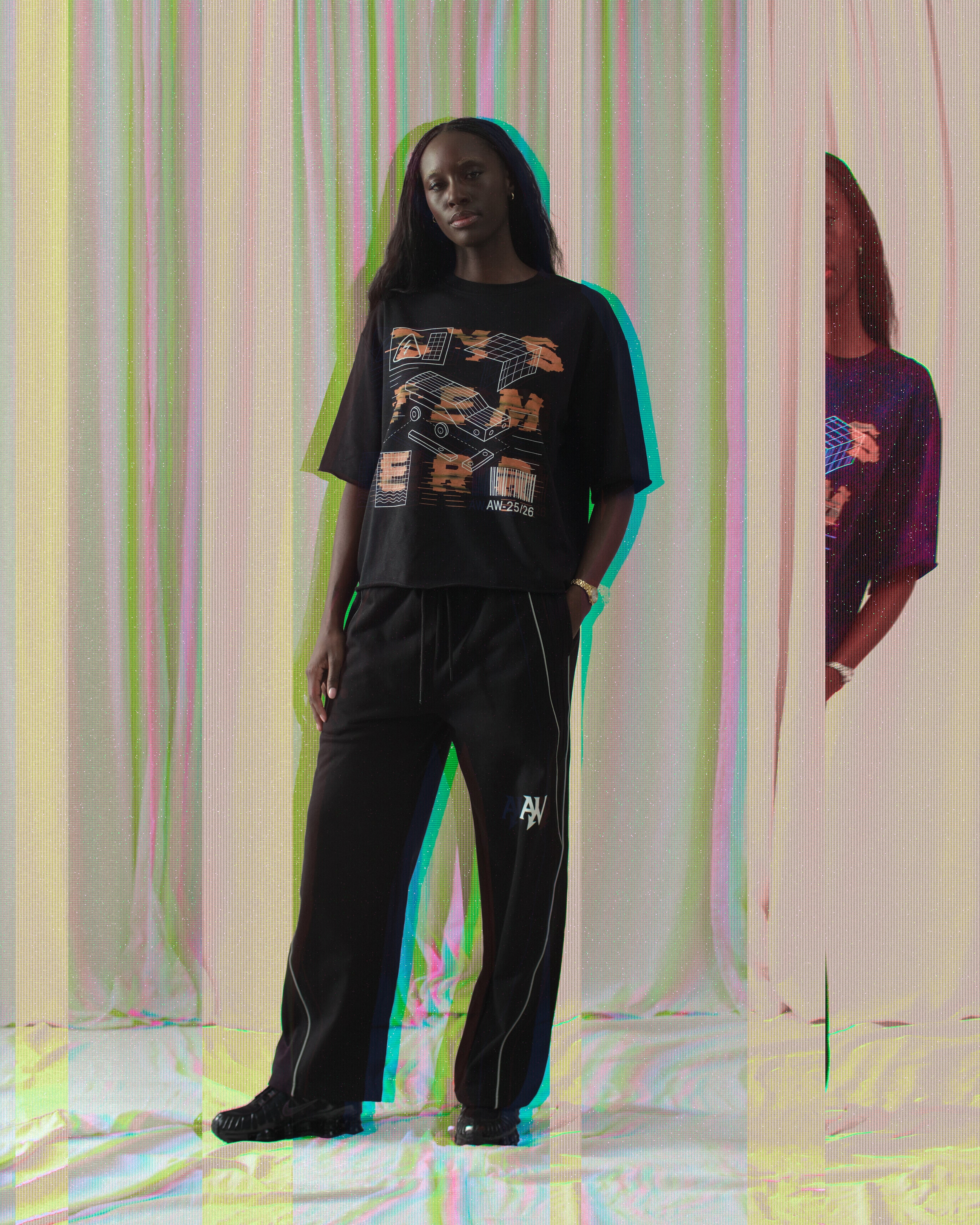 Boxy Raw-Edge System Error T-Shirt