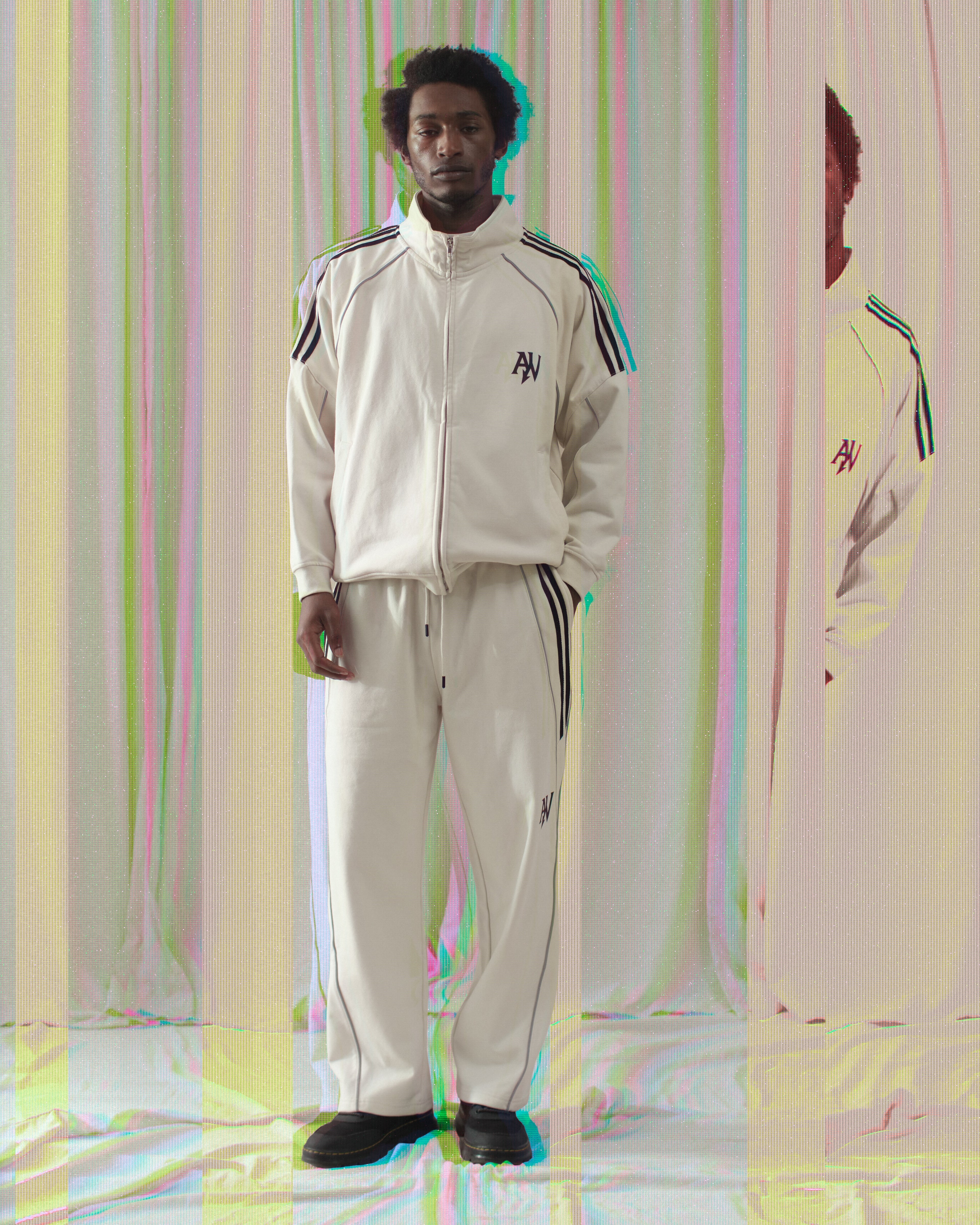 Reflection Striped Raglan Sleeve  Jacket