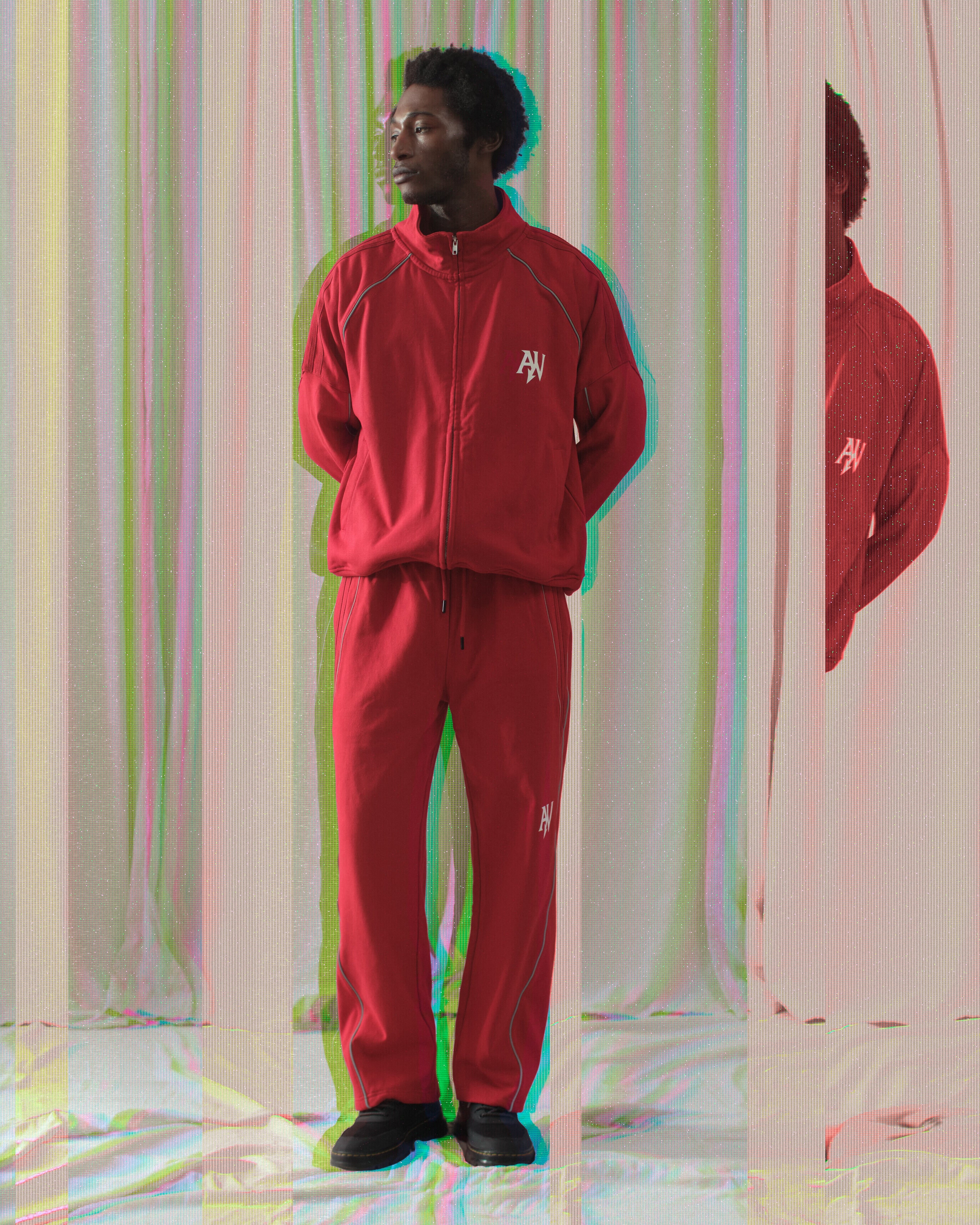 Reflection Striped Raglan Sleeve  Jacket