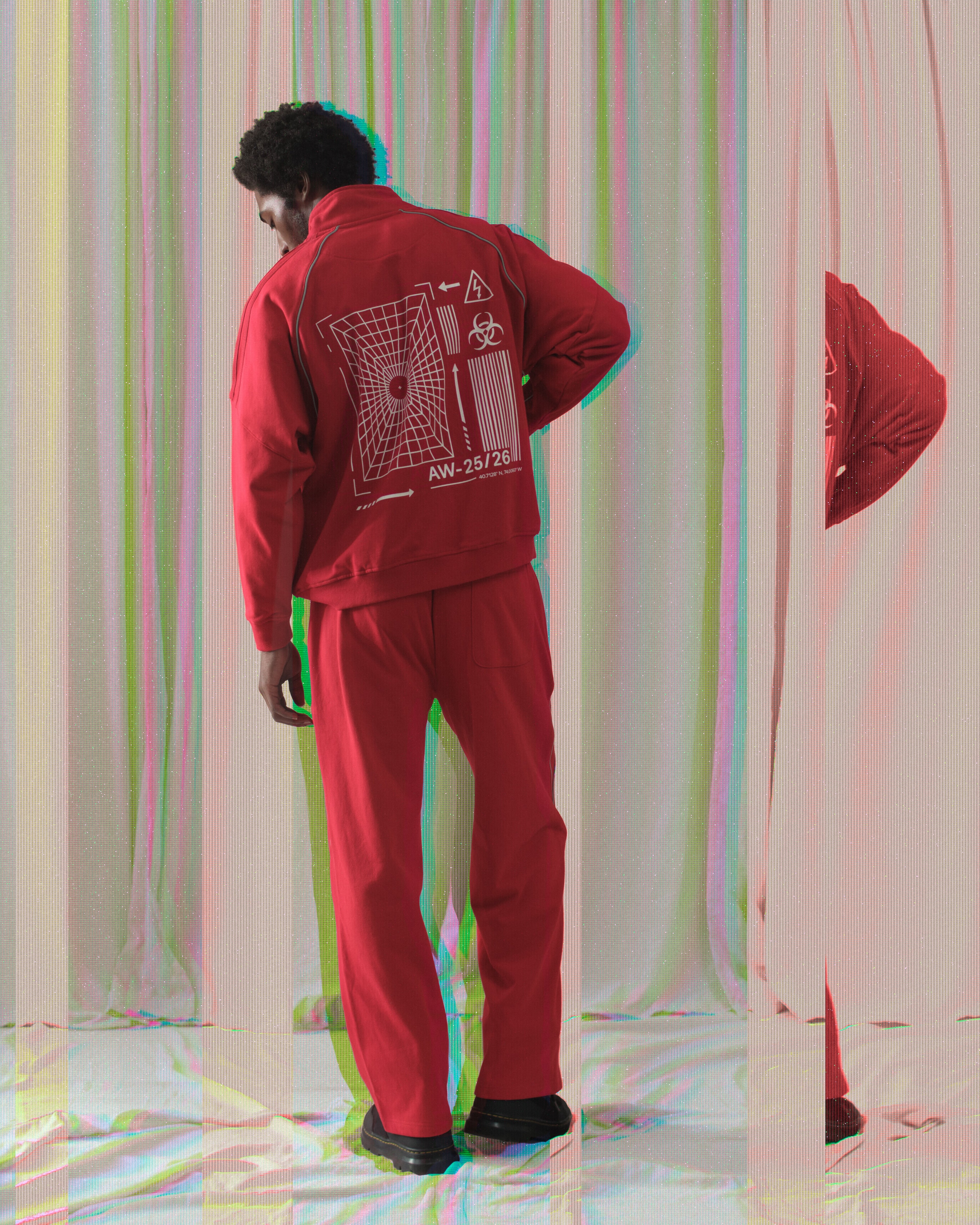 Reflection Striped Raglan Sleeve  Jacket