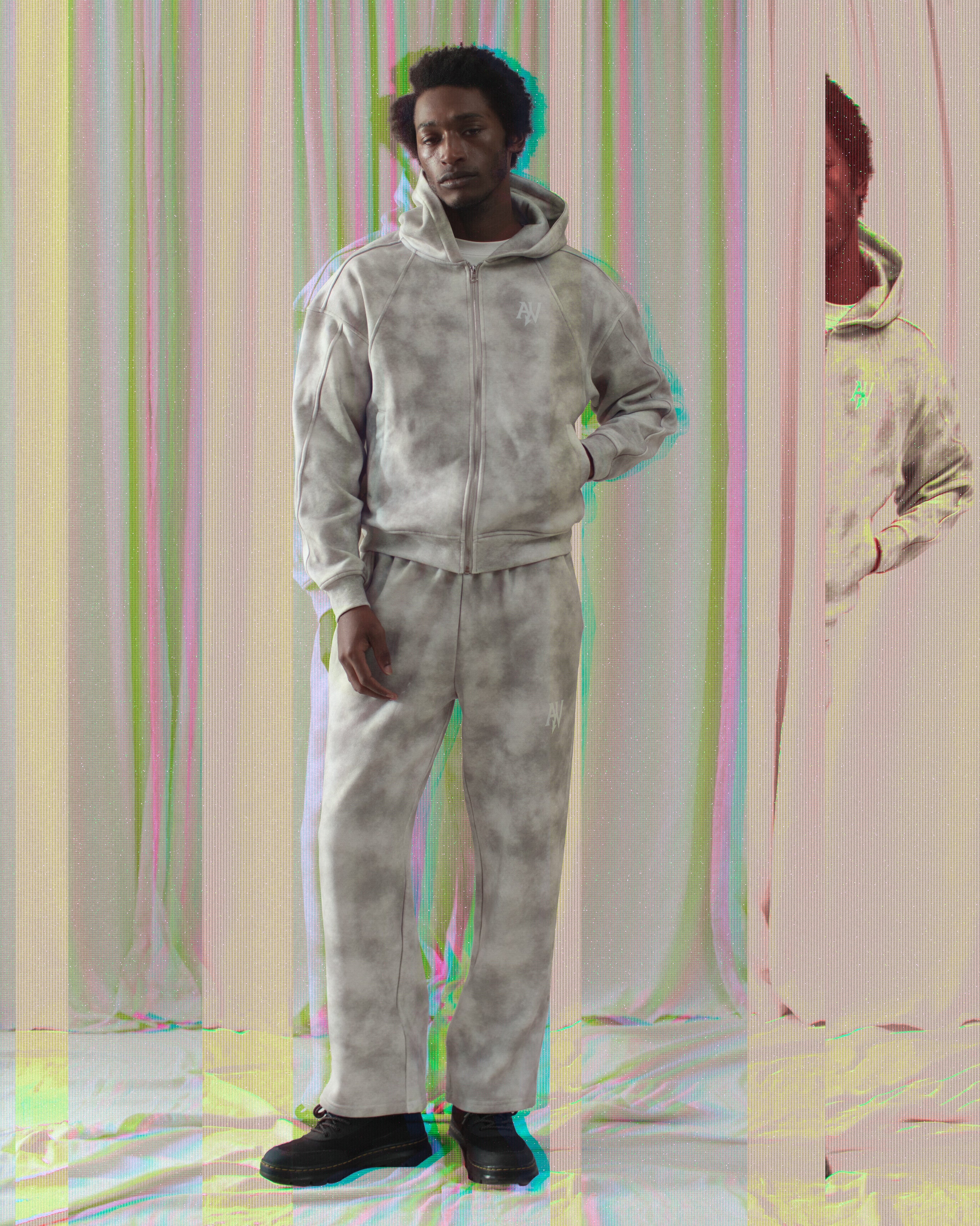 Dirty Washed Zip-Up Fleece Hoodie