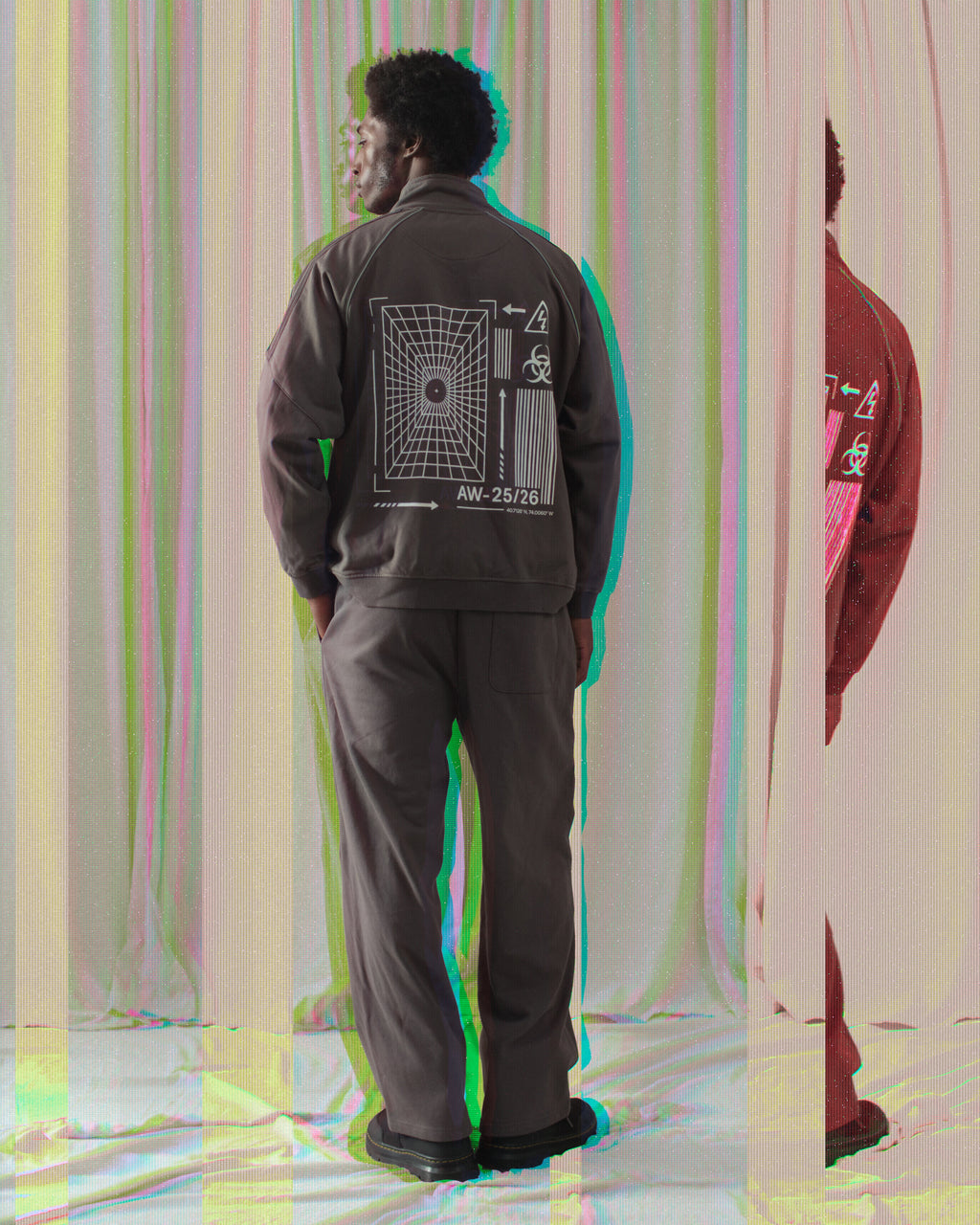 Reflection Striped Raglan Sleeve  Jacket