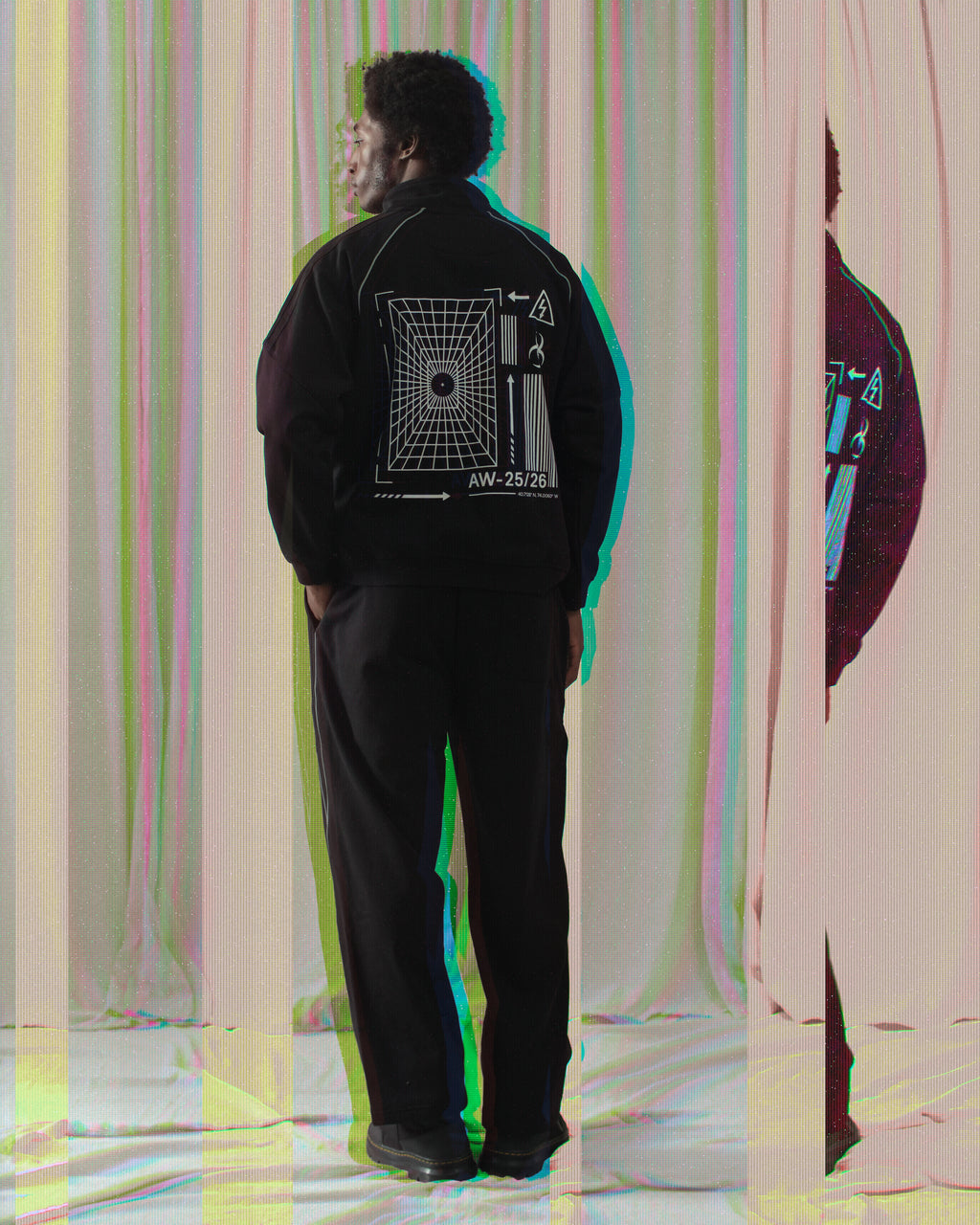 Reflection Striped Raglan Sleeve  Jacket