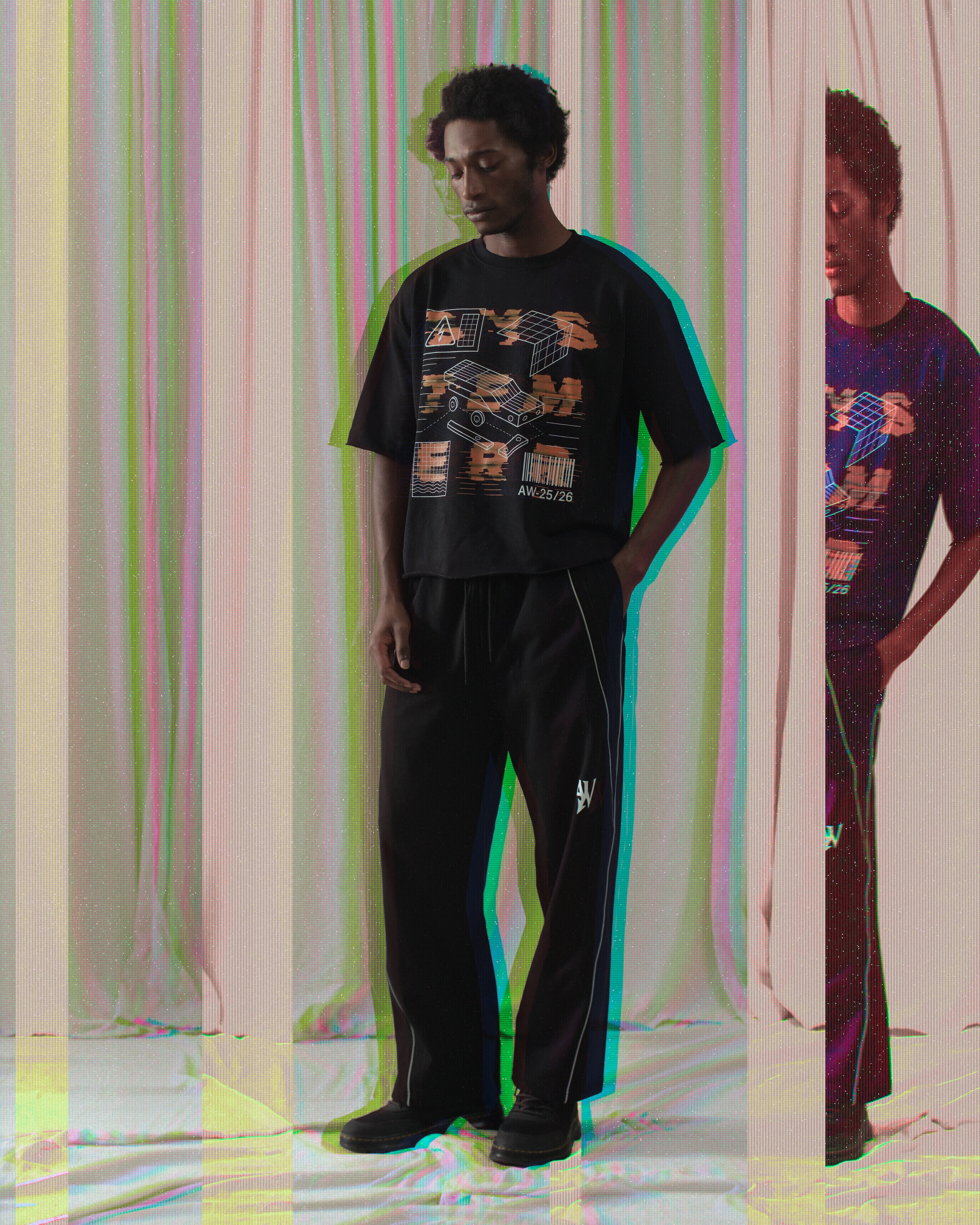 Boxy Raw-Edge System Error T-Shirt