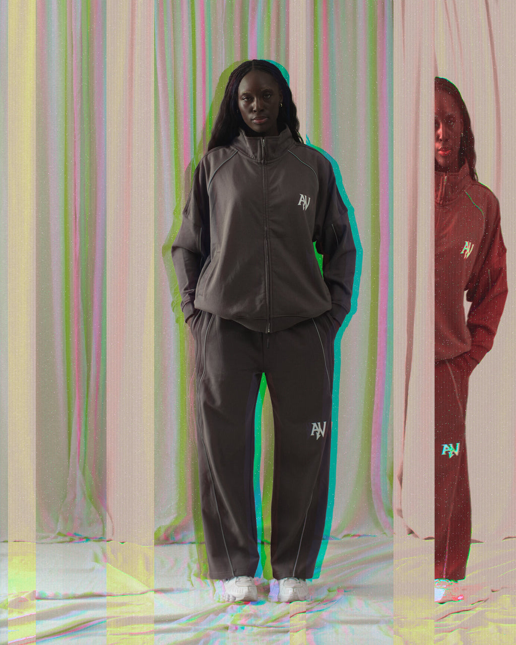 Reflection Striped Raglan Sleeve  Jacket