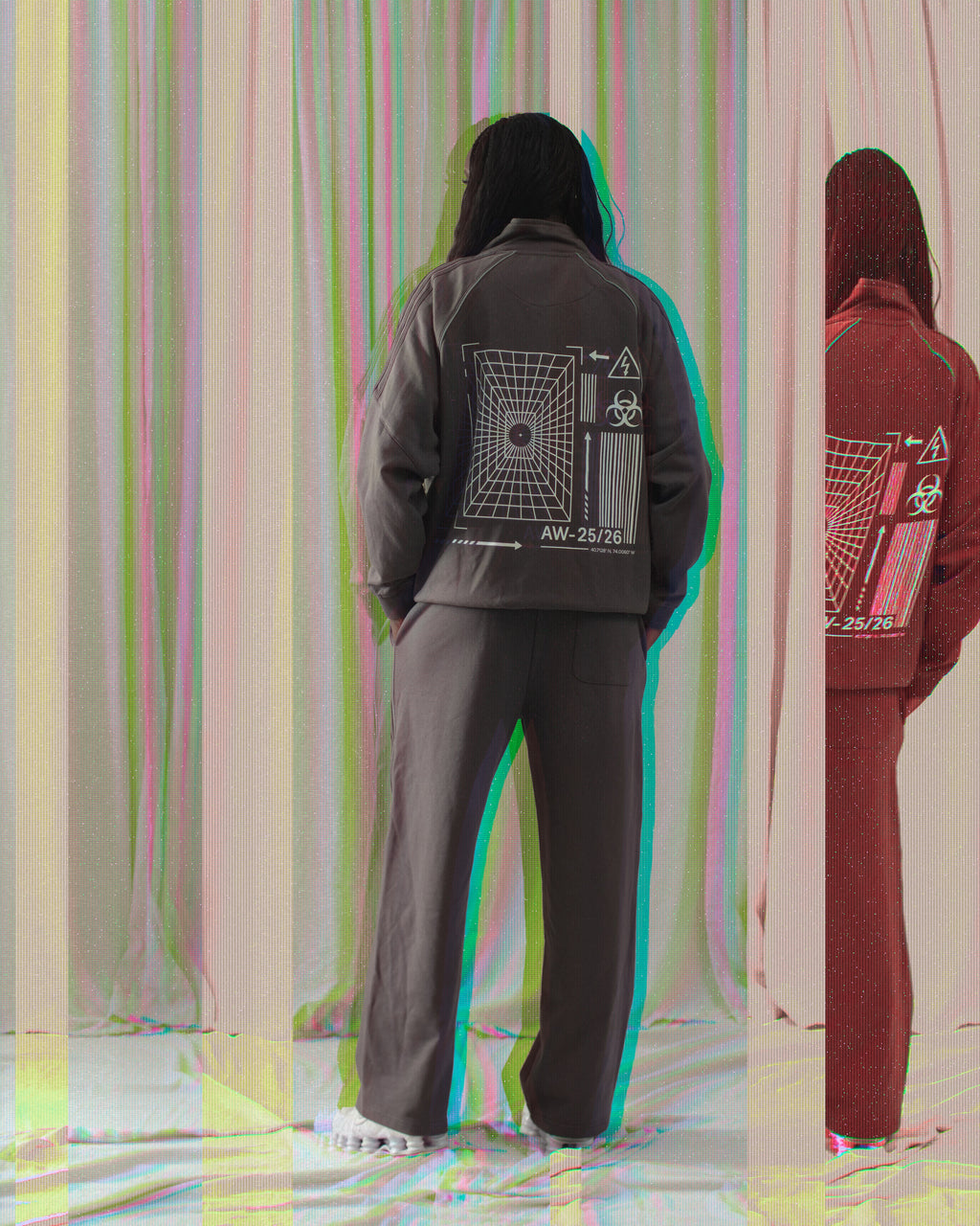 Reflection Striped Raglan Sleeve  Jacket