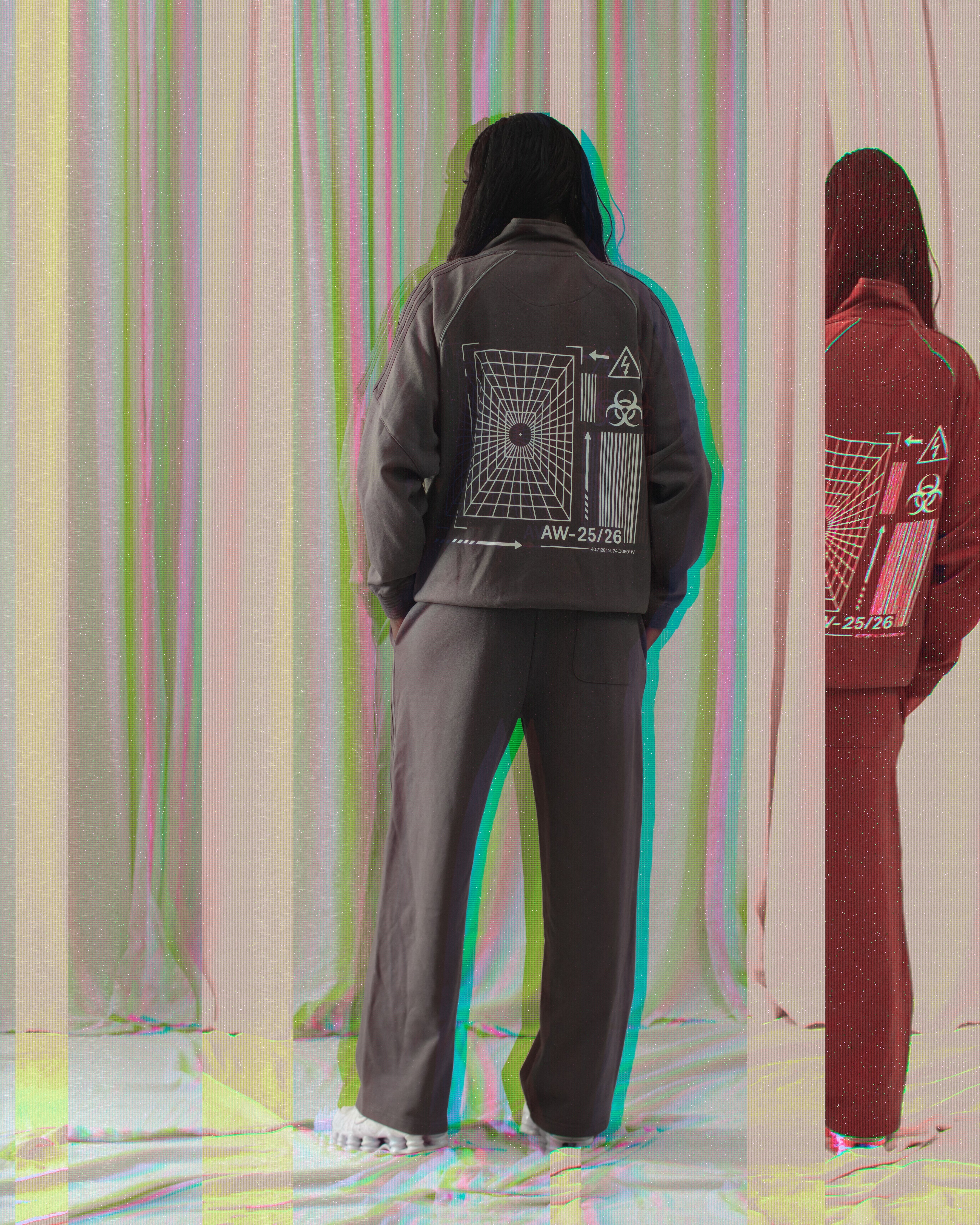 Reflection Striped Raglan Sleeve  Jacket