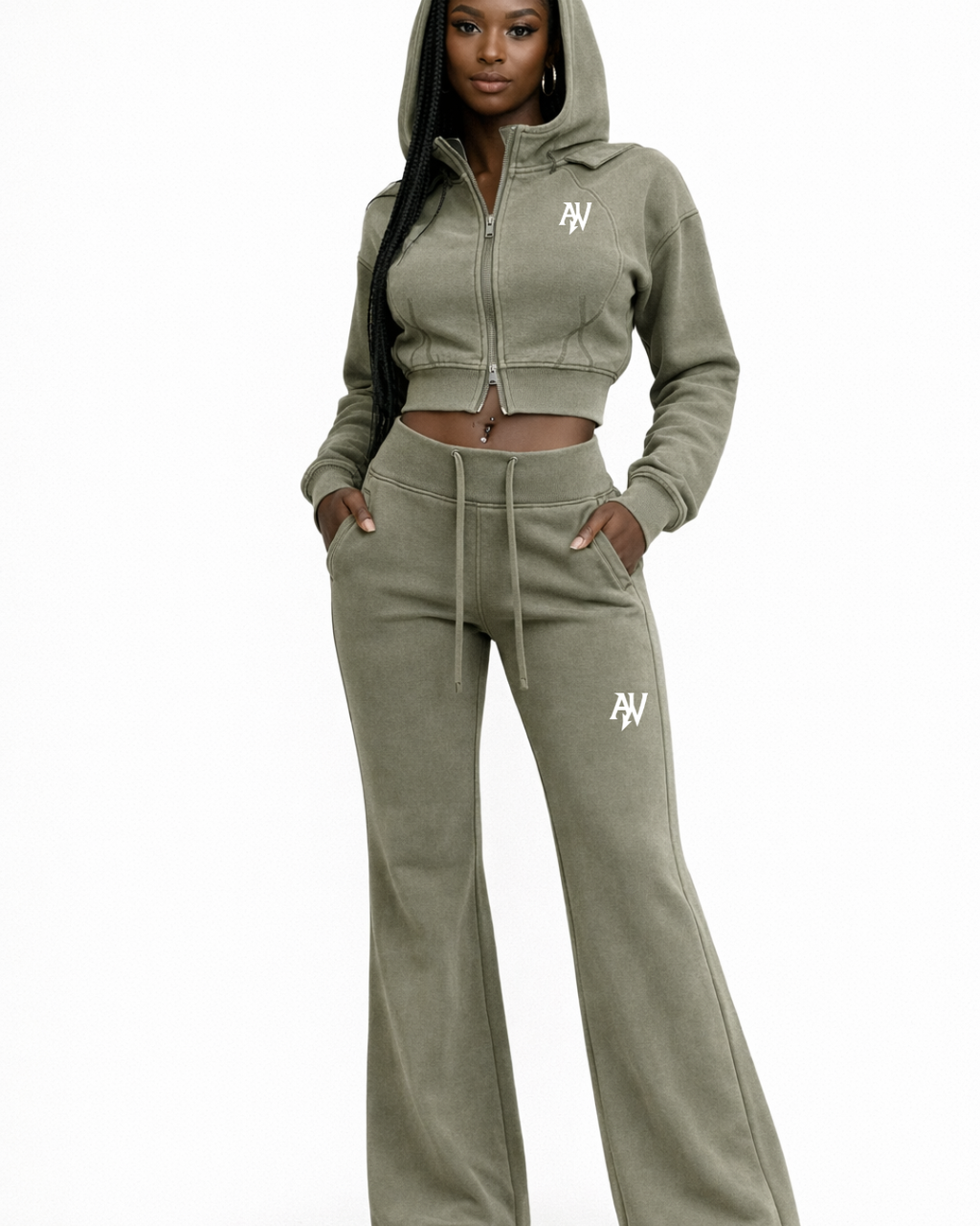 Vintage Washed Cropped Fleece Hoodie