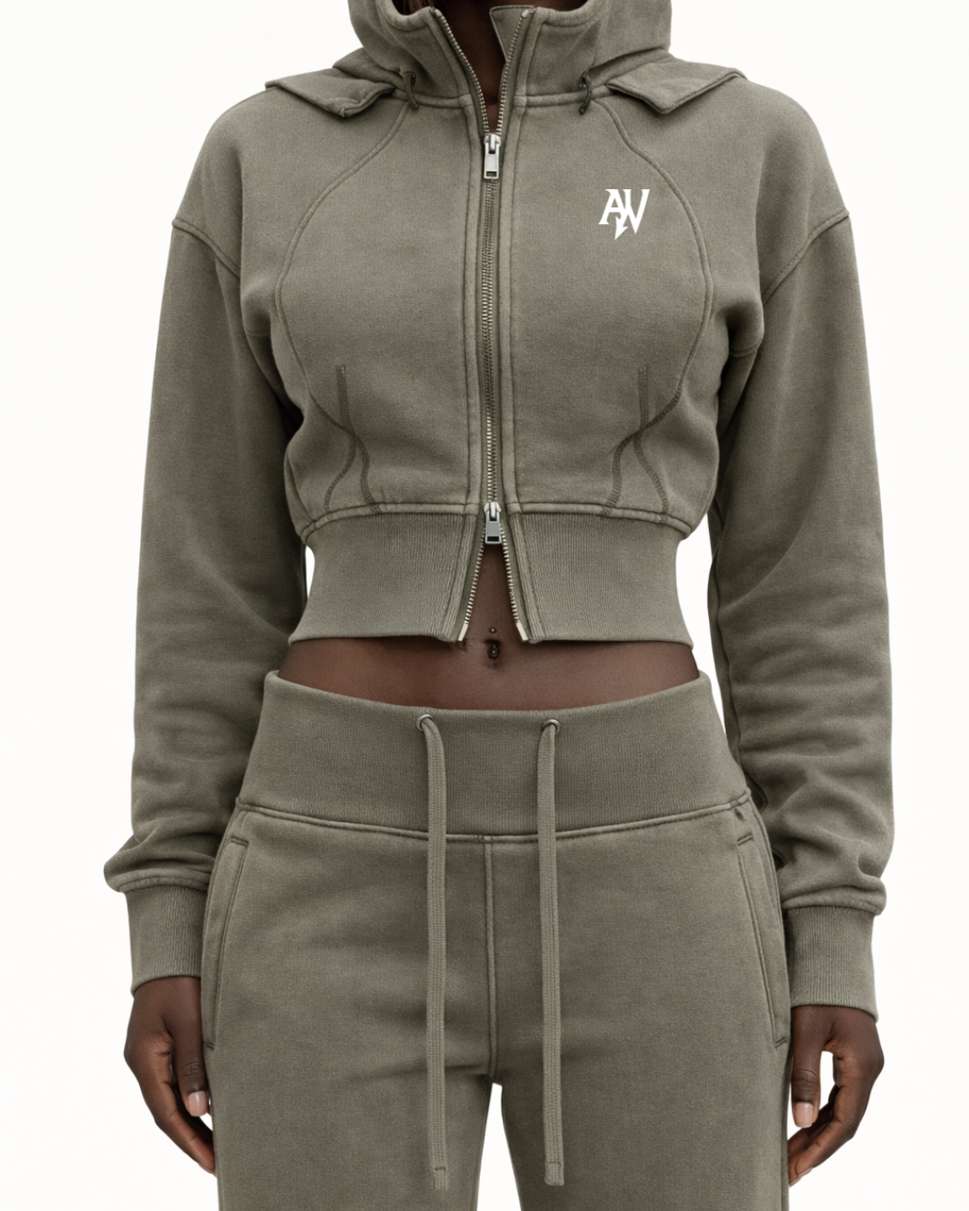 Vintage Washed Cropped Fleece Hoodie