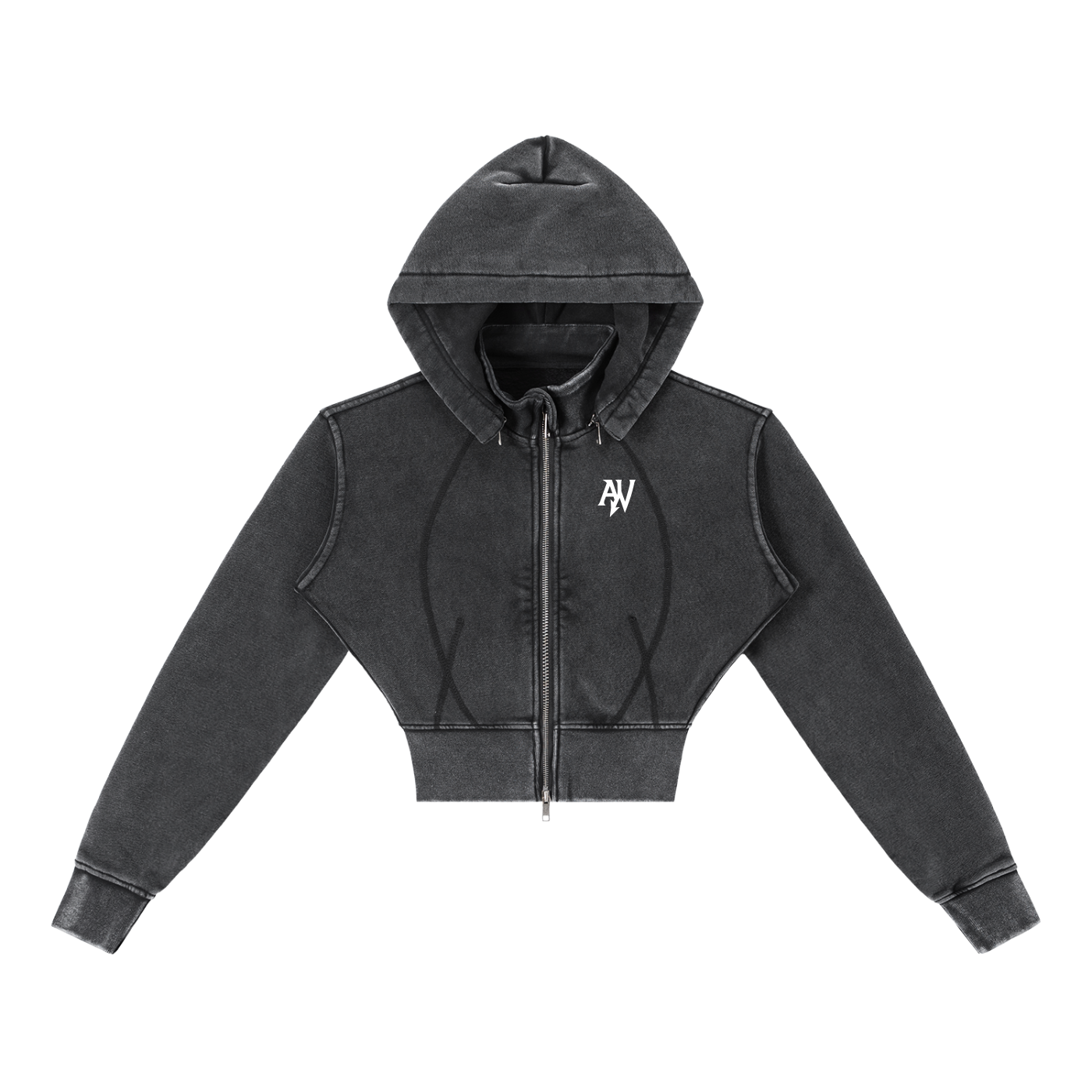 Vintage Washed Cropped Fleece Hoodie