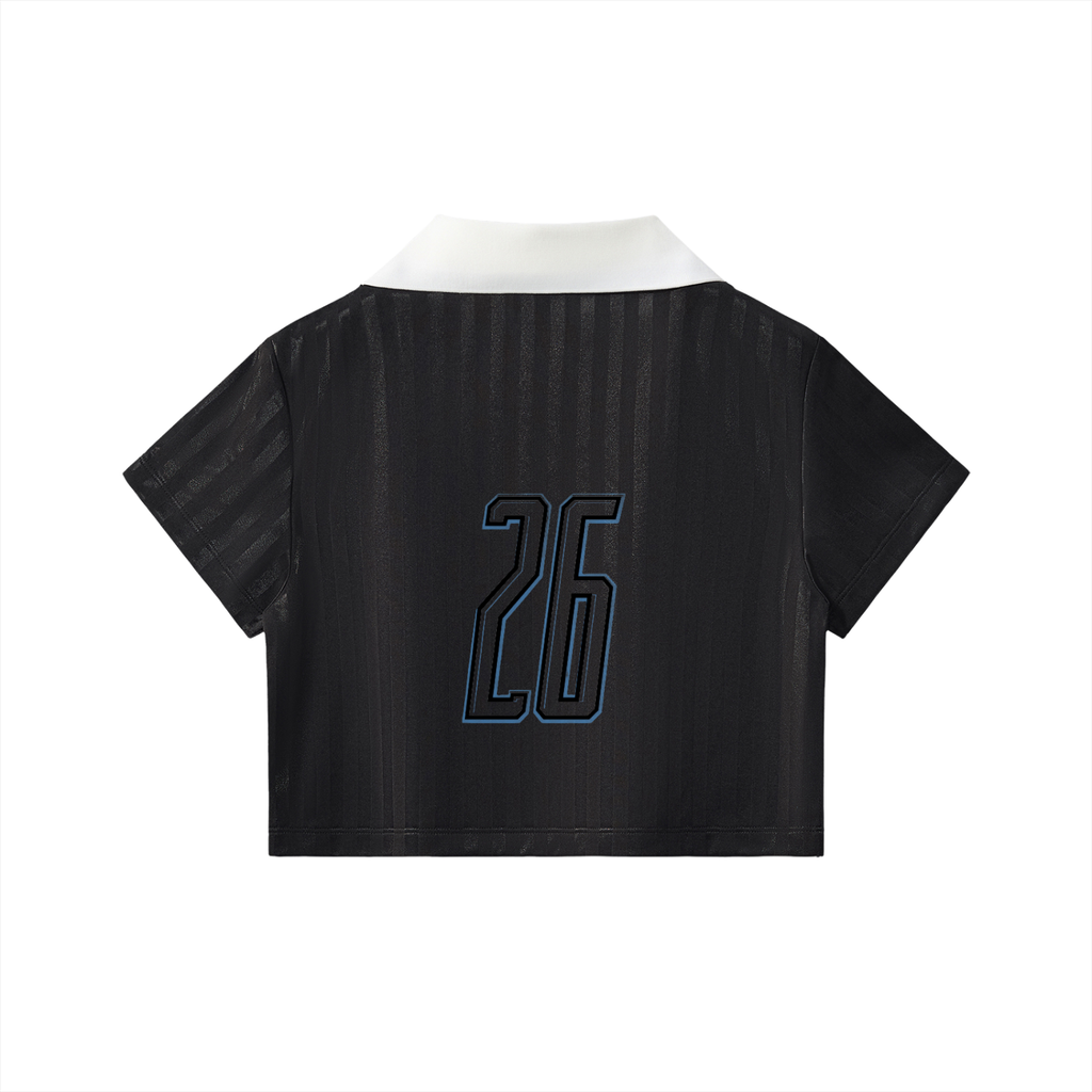 Contrast Collar Striped Cropped Jersey