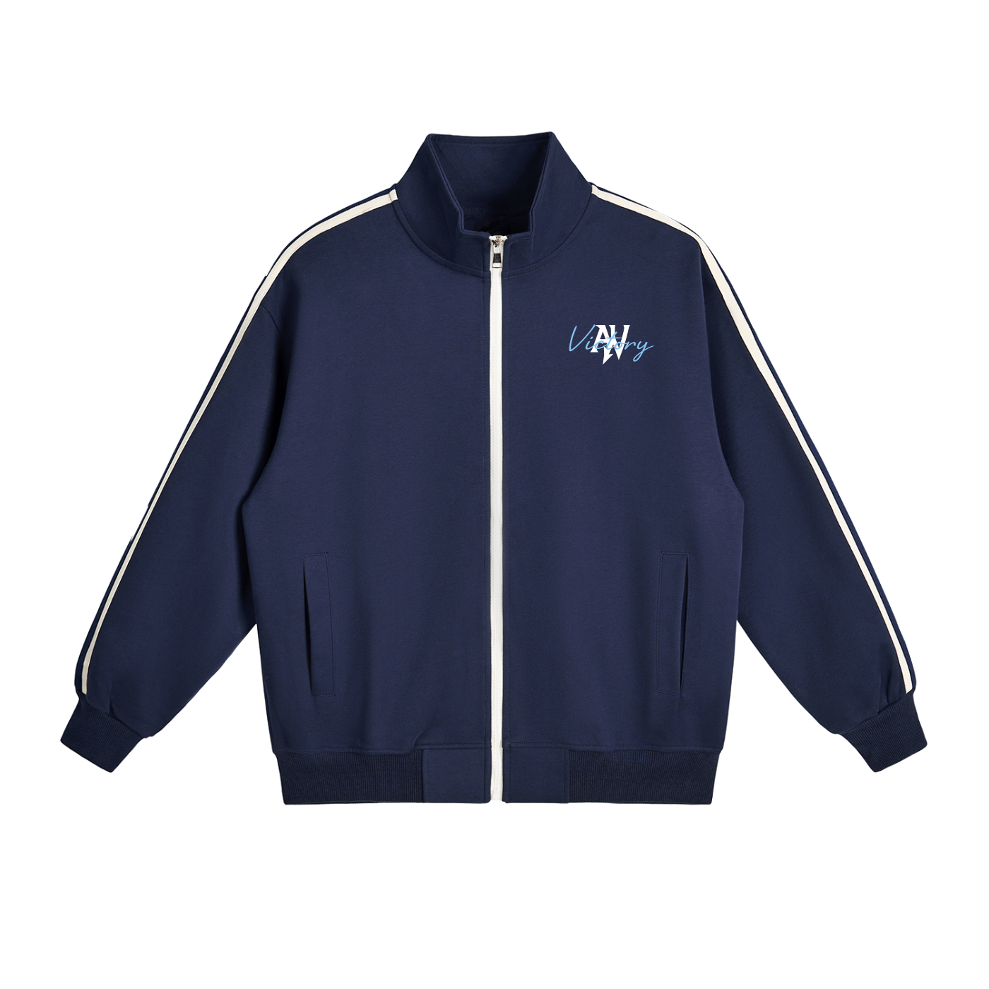 Contrast Side-Stripe Stand Collar  Jacket